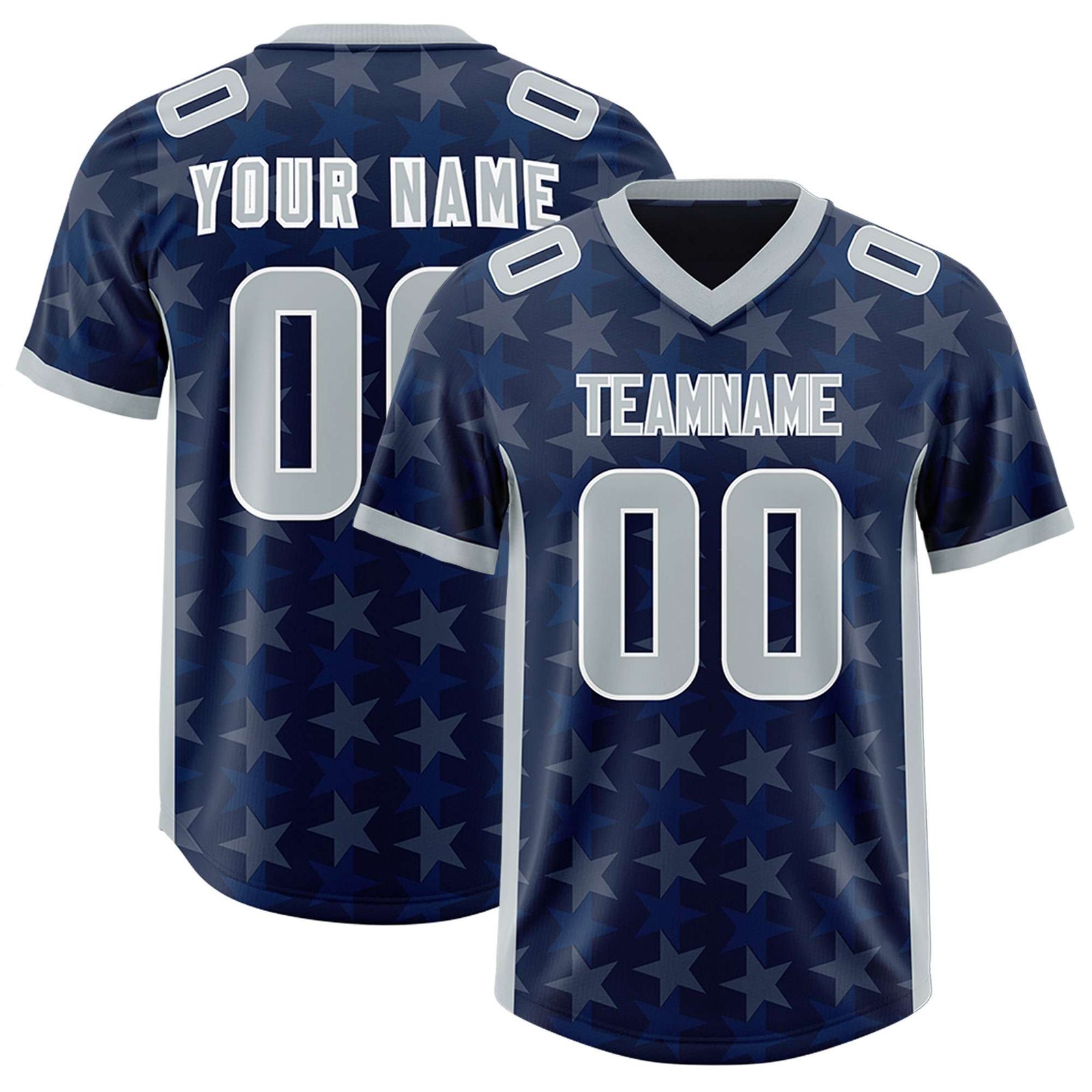 Custom Navy Grey Personalized All Star Graffiti Pattern Authentic Football Jersey