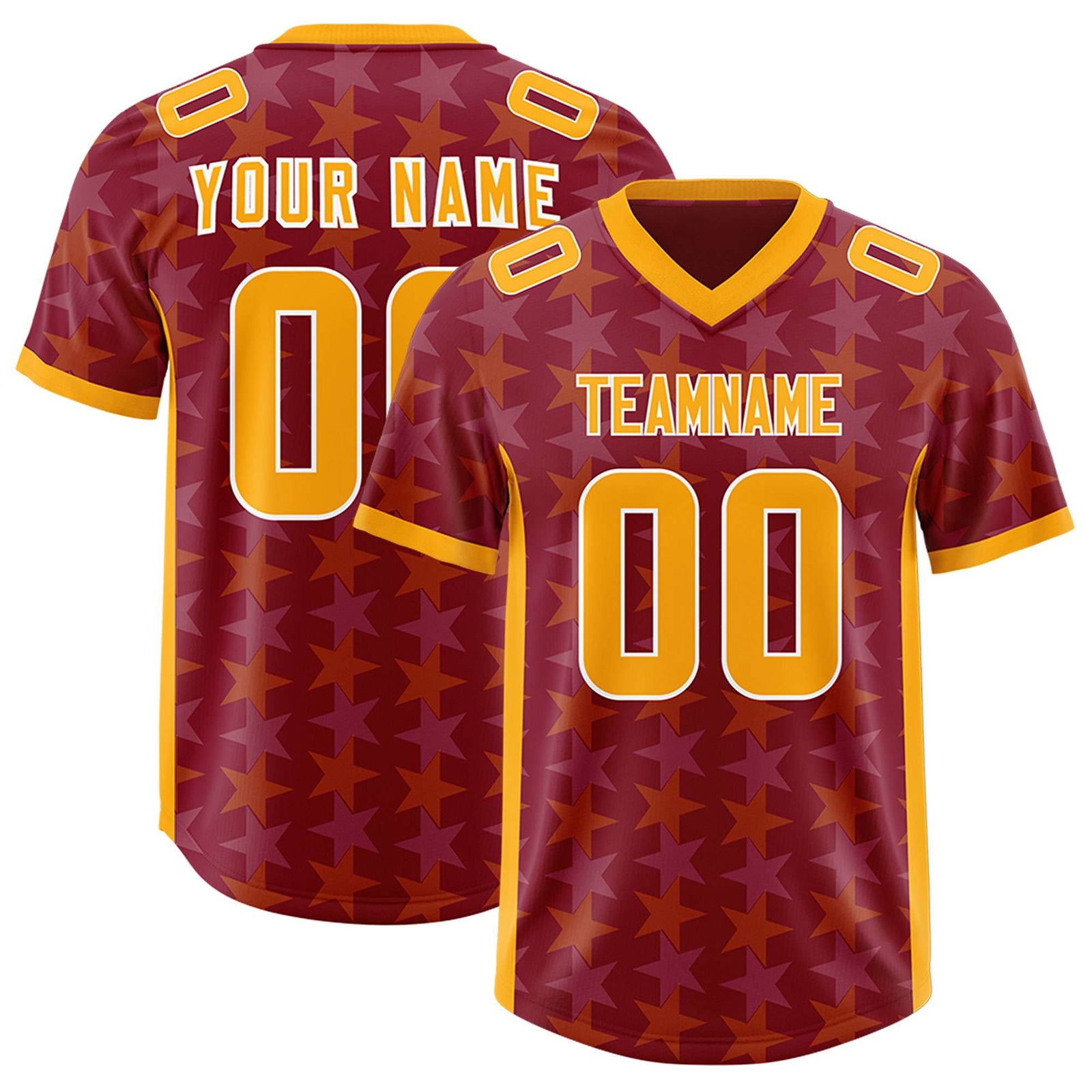 Custom Crimson Yellow Personalized All Star Graffiti Pattern Authentic Football Jersey