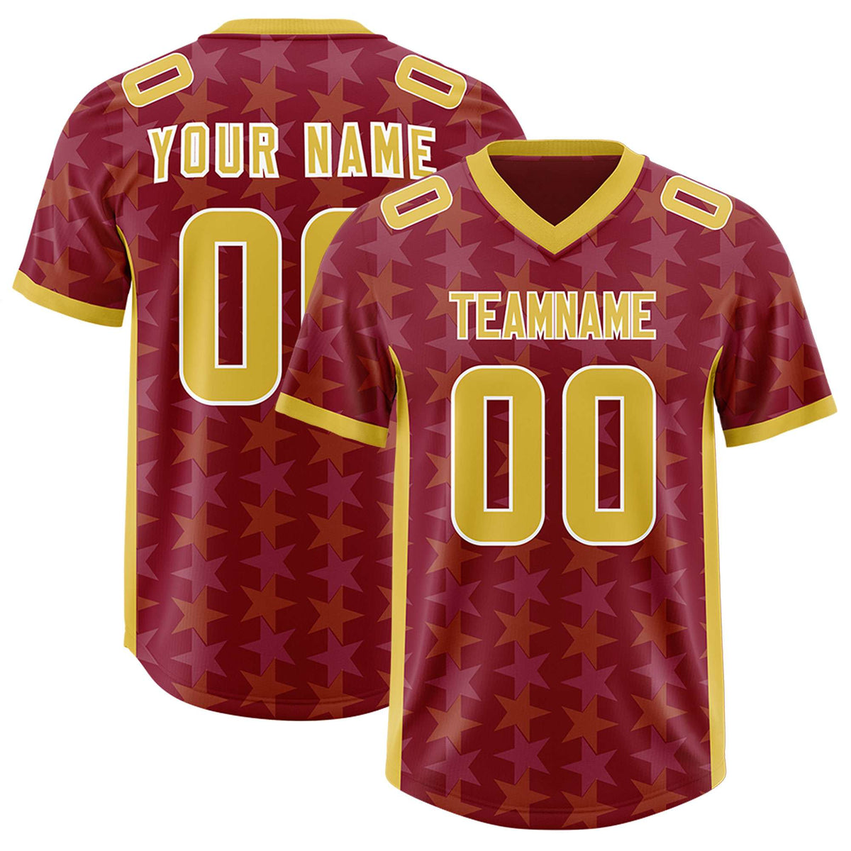 Custom Crimson Gold Personalized All Star Graffiti Pattern Authentic Football Jersey
