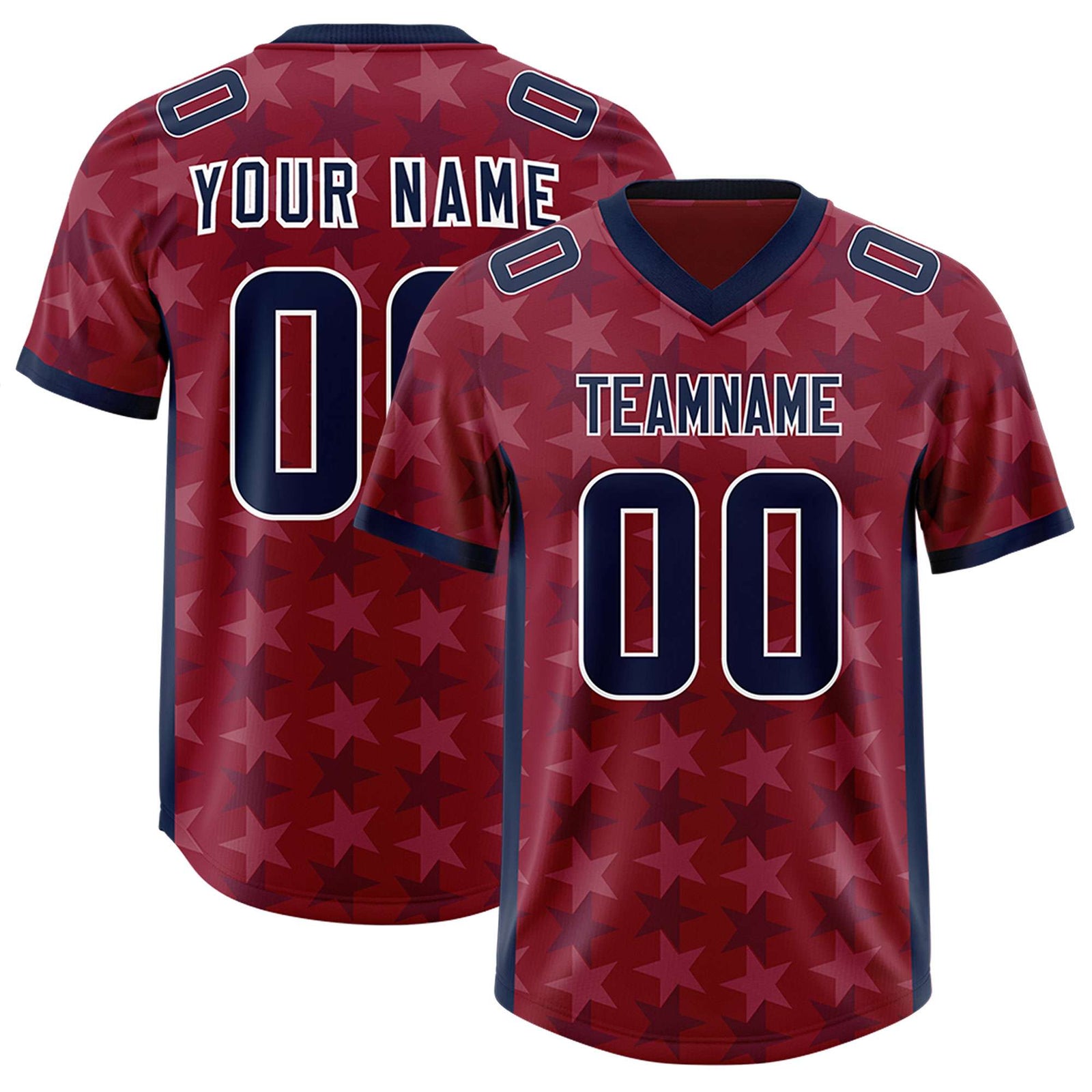 Custom Crimson Navy Personalized All Star Graffiti Pattern Authentic Football Jersey