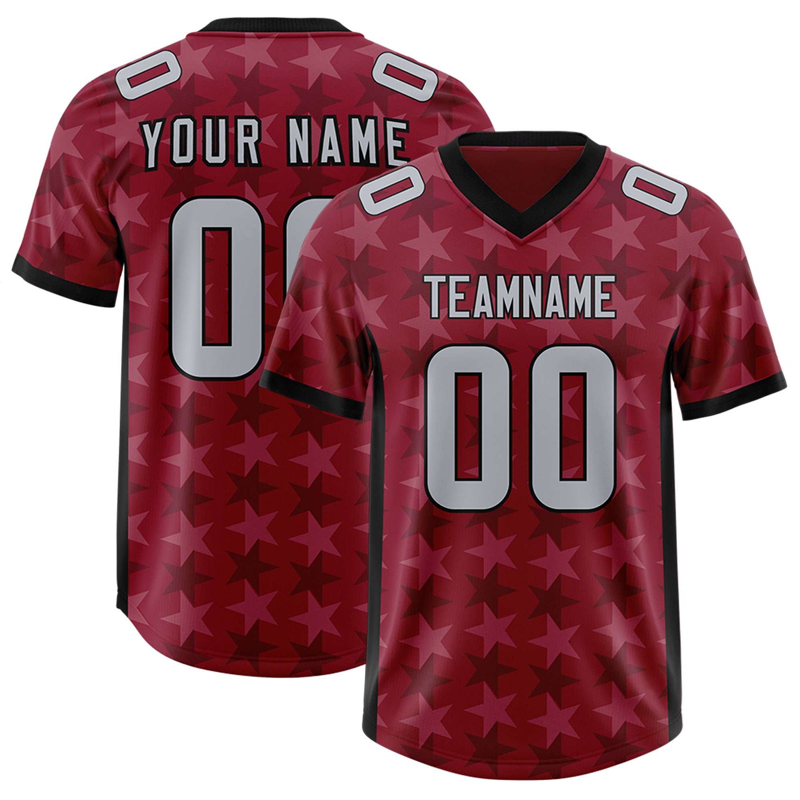 Custom Crimson Black Personalized All Star Graffiti Pattern Authentic Football Jersey