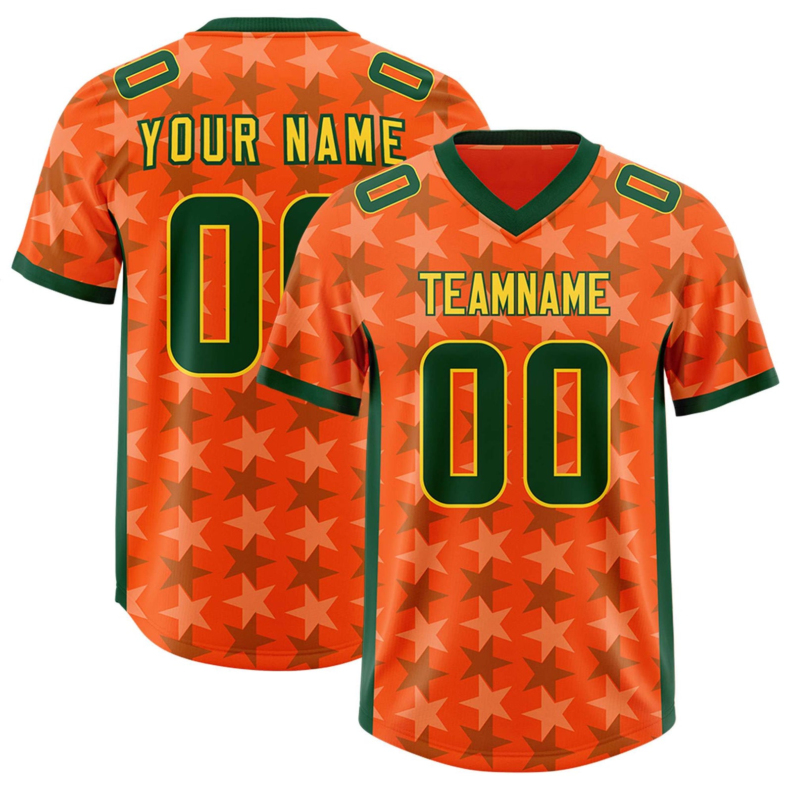 Custom Orange Green Personalized All Star Graffiti Pattern Authentic Football Jersey