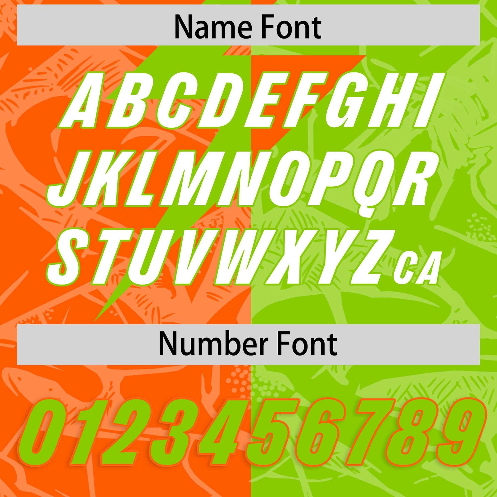 Custom Neon Green Orange Split Personalized Lightning Pattern Football Jersey