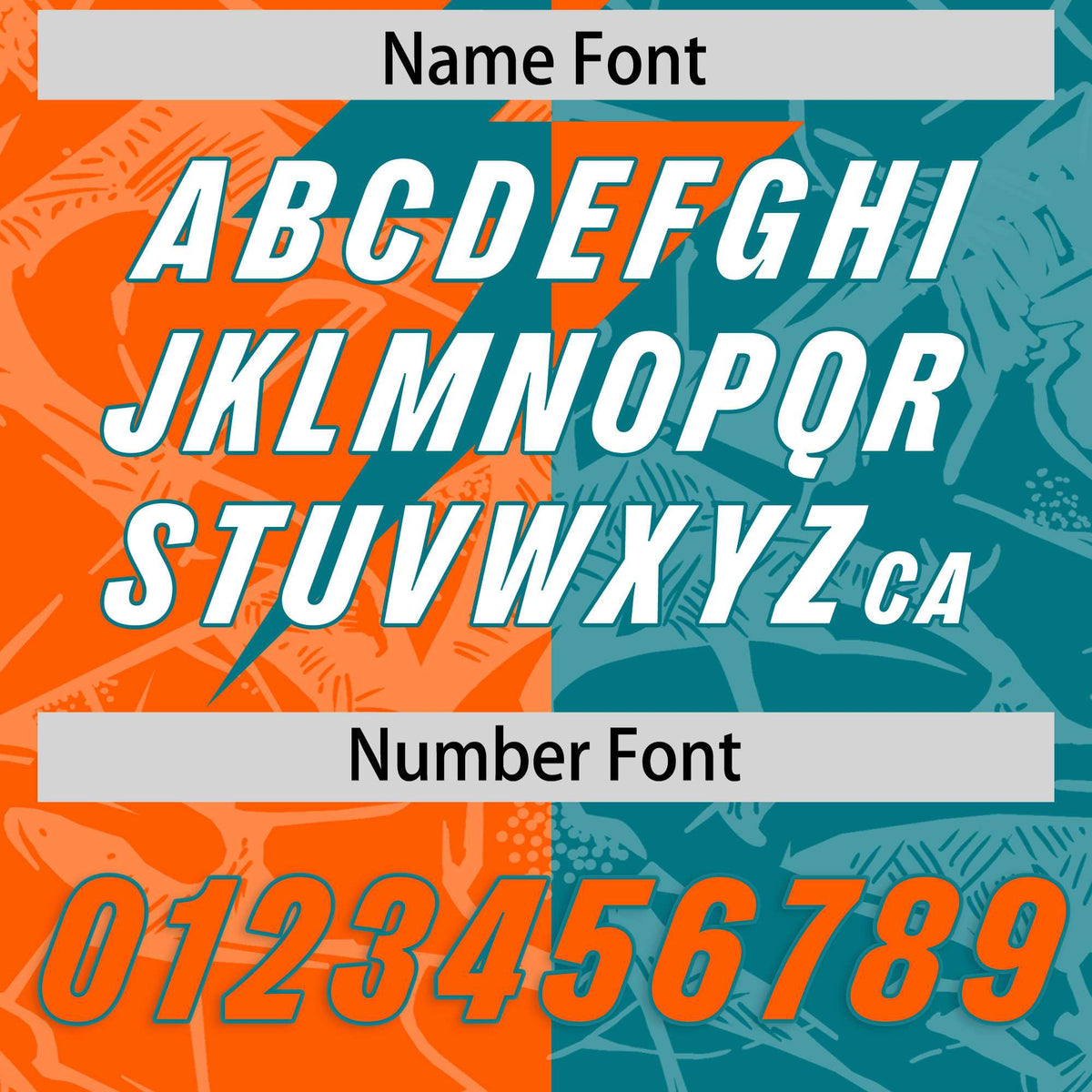 Custom Aqua Orange Split Personalized Lightning Pattern Football Jersey