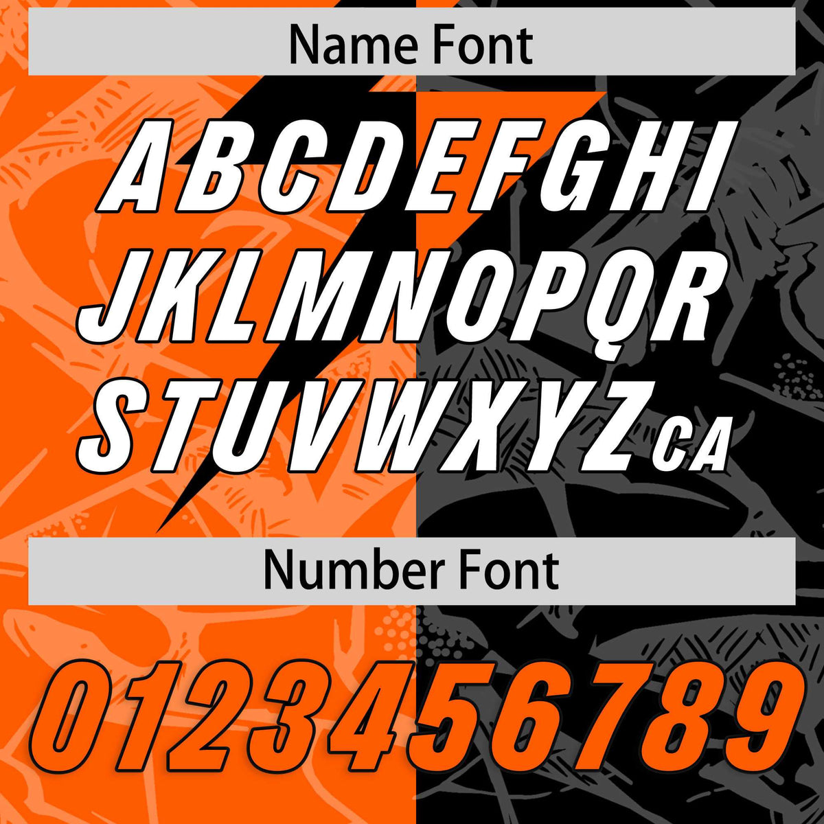 Custom Black Orange Split Personalized Lightning Pattern Football Jersey