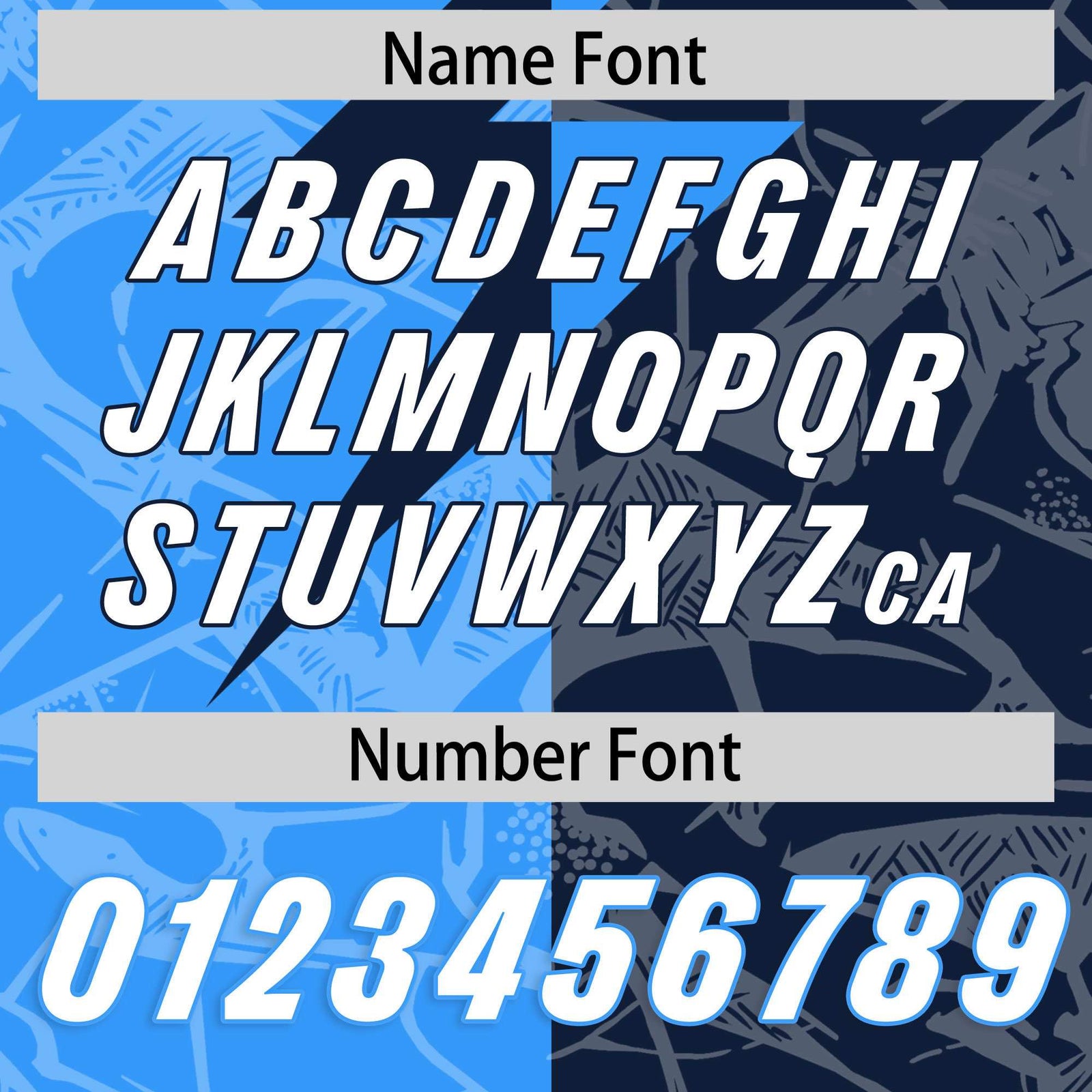 Custom Navy Light Blue Split Personalized Lightning Pattern Football Jersey