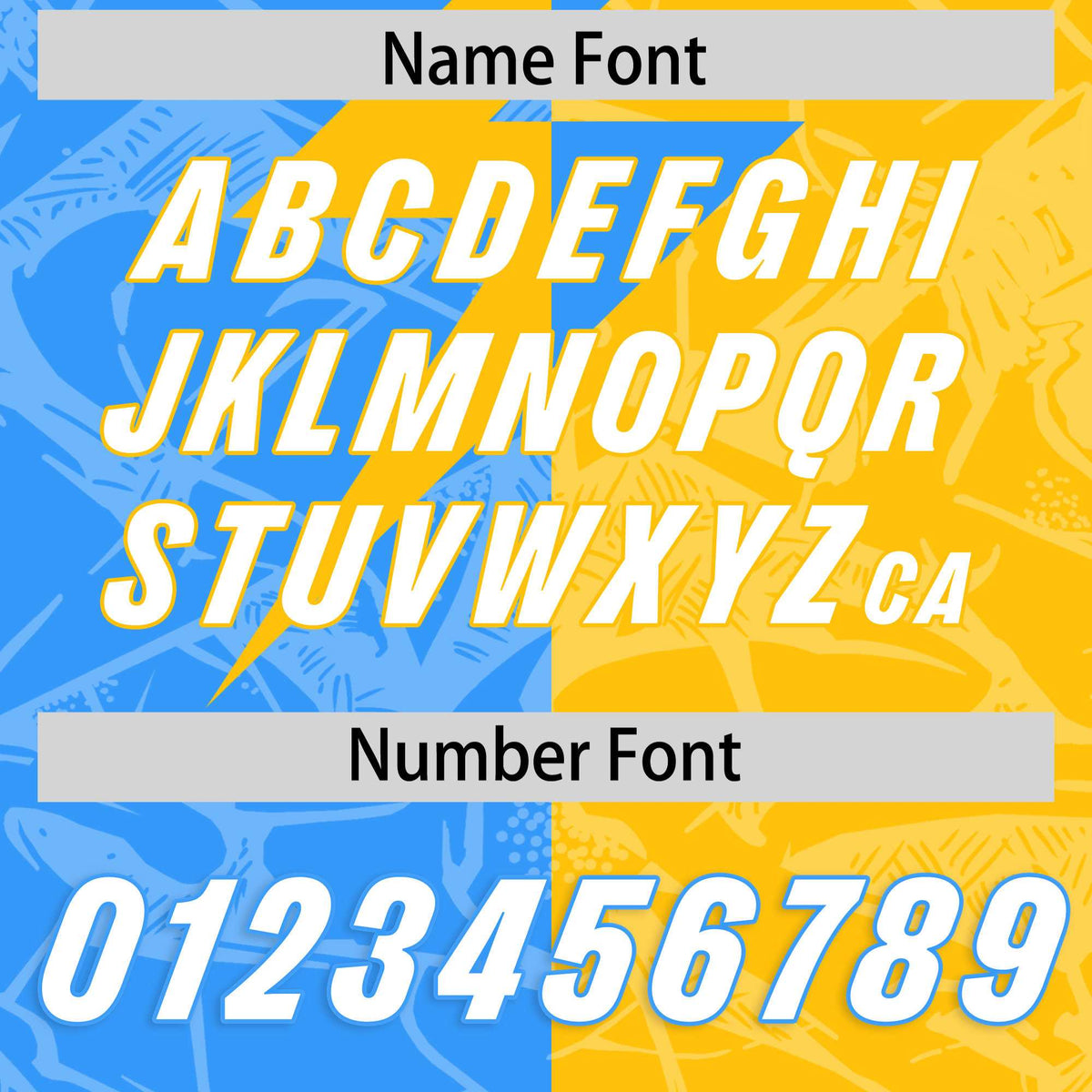 Custom Yellow Light Blue Split Personalized Lightning Pattern Football Jersey