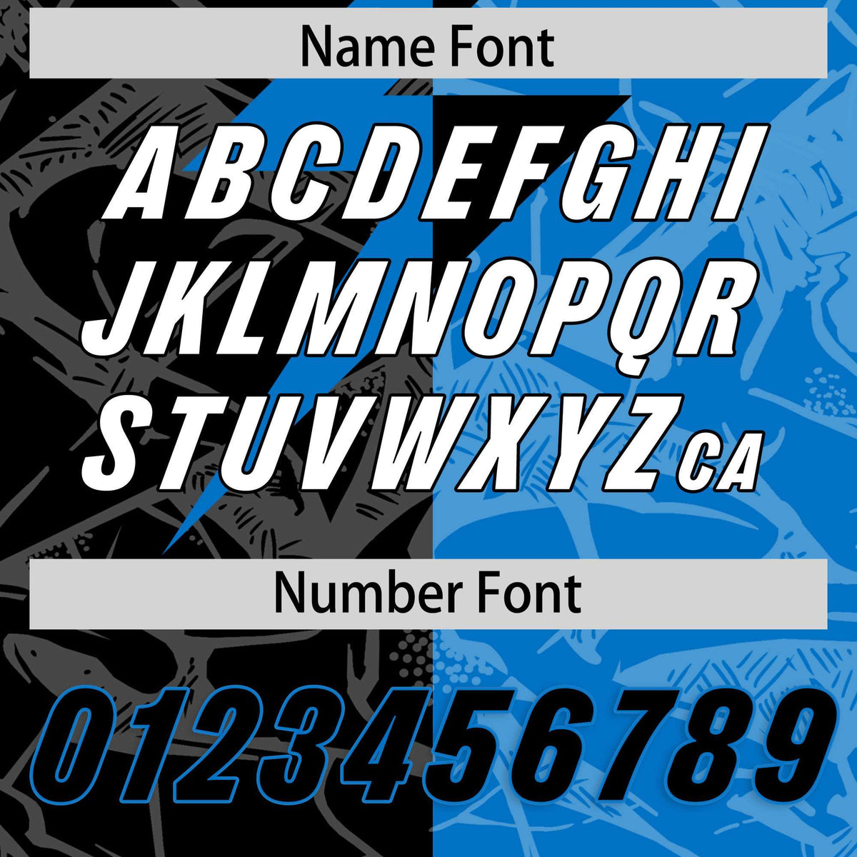 Custom Panther Blue Black Split Personalized Lightning Pattern Football Jersey