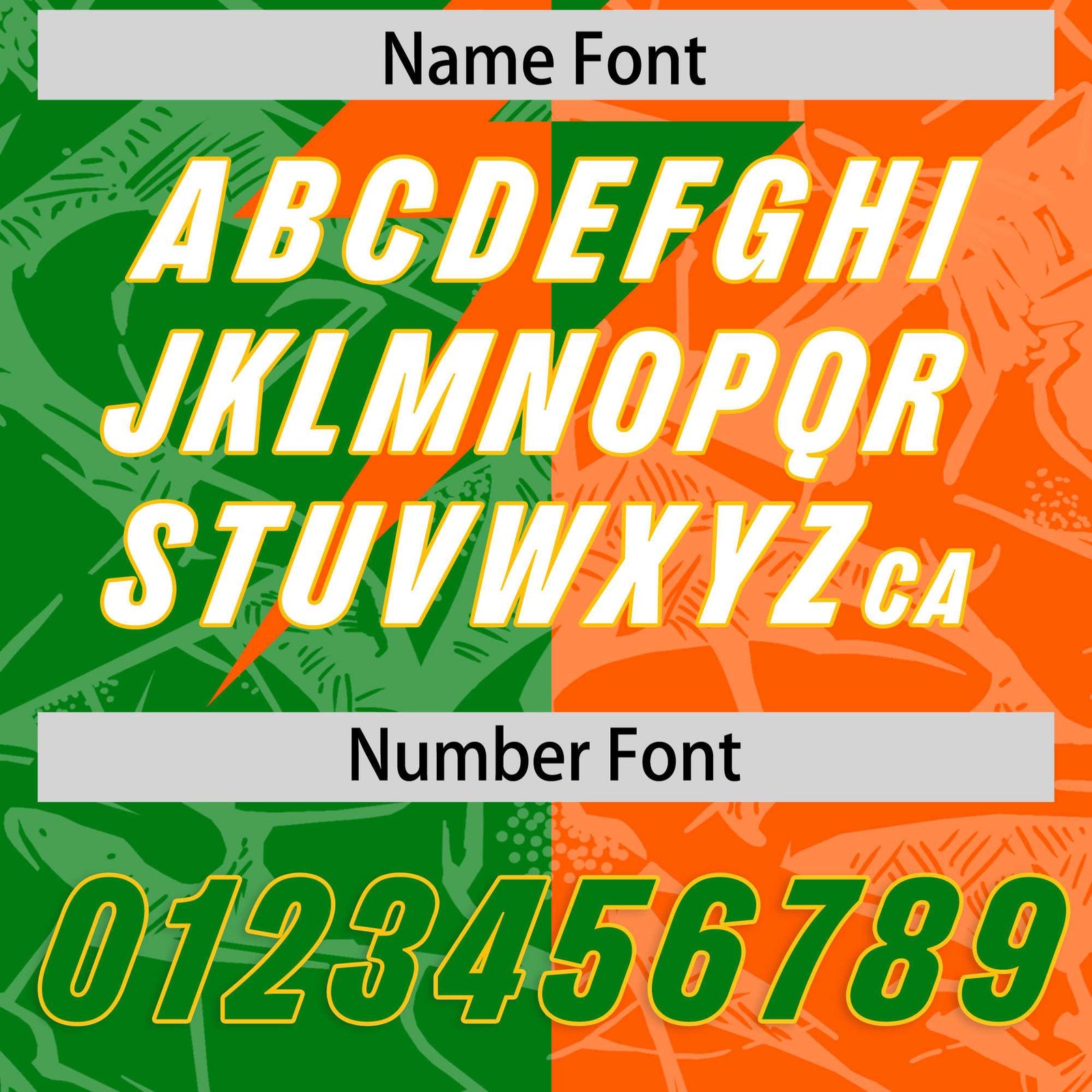 Custom Orange Kelly Green Split Personalized Lightning Pattern Football Jersey