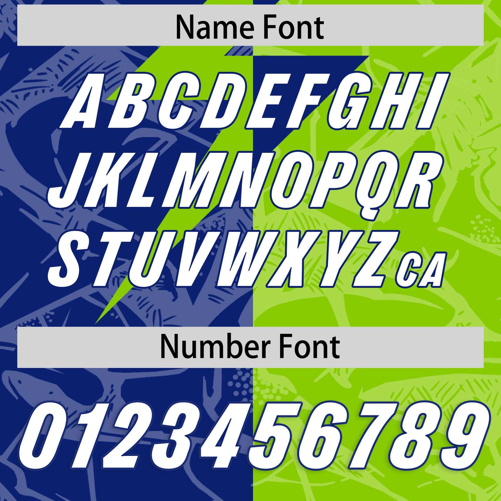 Custom Royal Neon Green Split Personalized Lightning Pattern Football Jersey