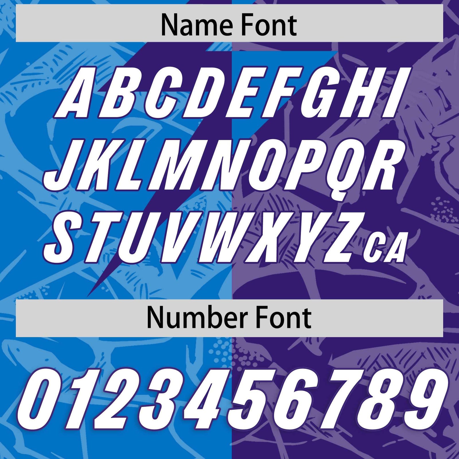 Custom Panther Blue Purple Split Personalized Lightning Pattern Football Jersey