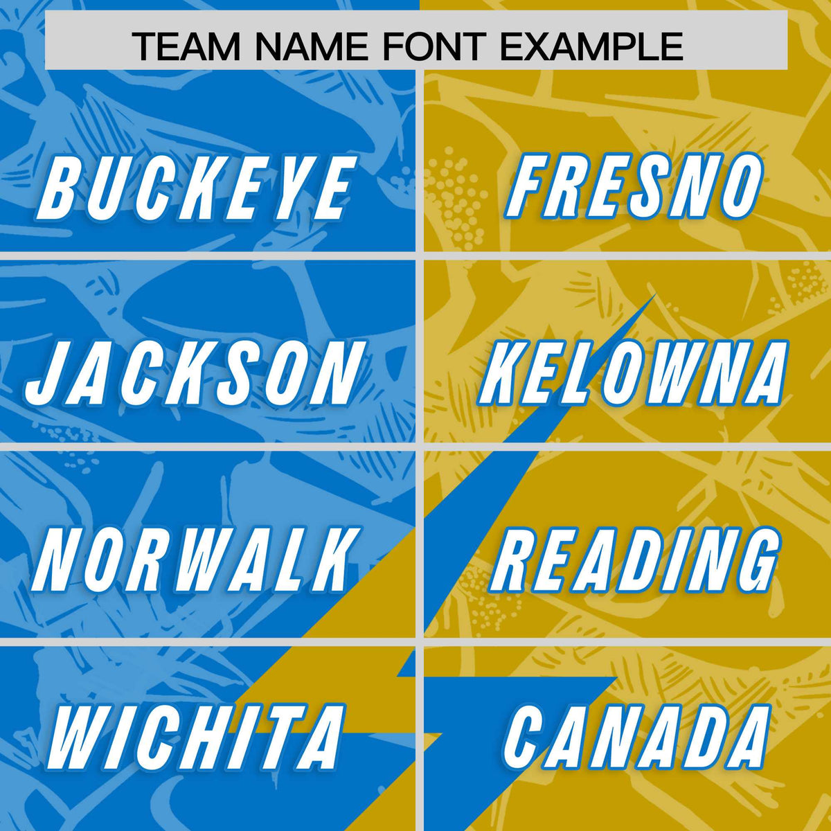 Custom Panther Blue Old Gold Split Personalized Lightning Pattern Football Jersey