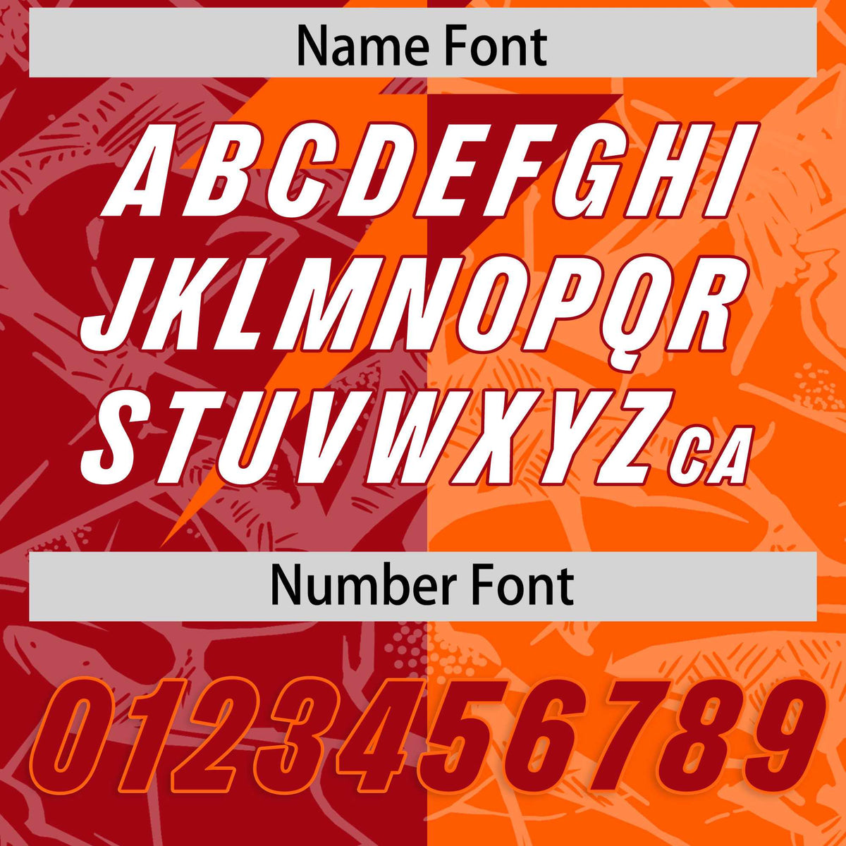 Custom Red Orange Split Personalized Lightning Pattern Football Jersey