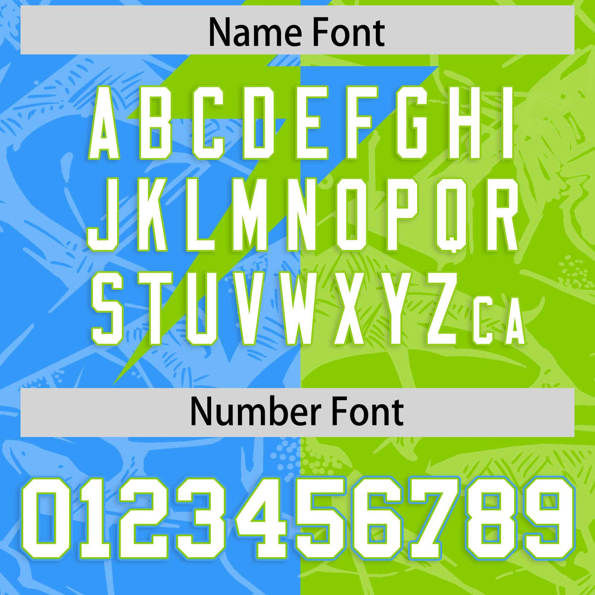 Custom Neon Green Light Blue Split Personalized Lightning Pattern Football Jersey