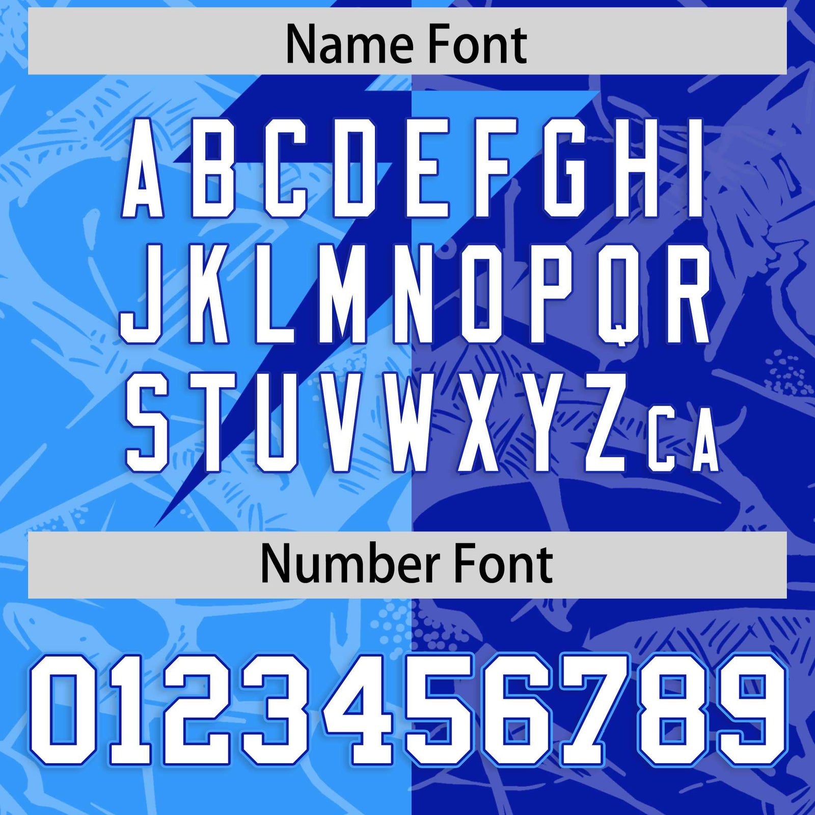 Custom Royal Light Blue Split Personalized Lightning Pattern Football Jersey