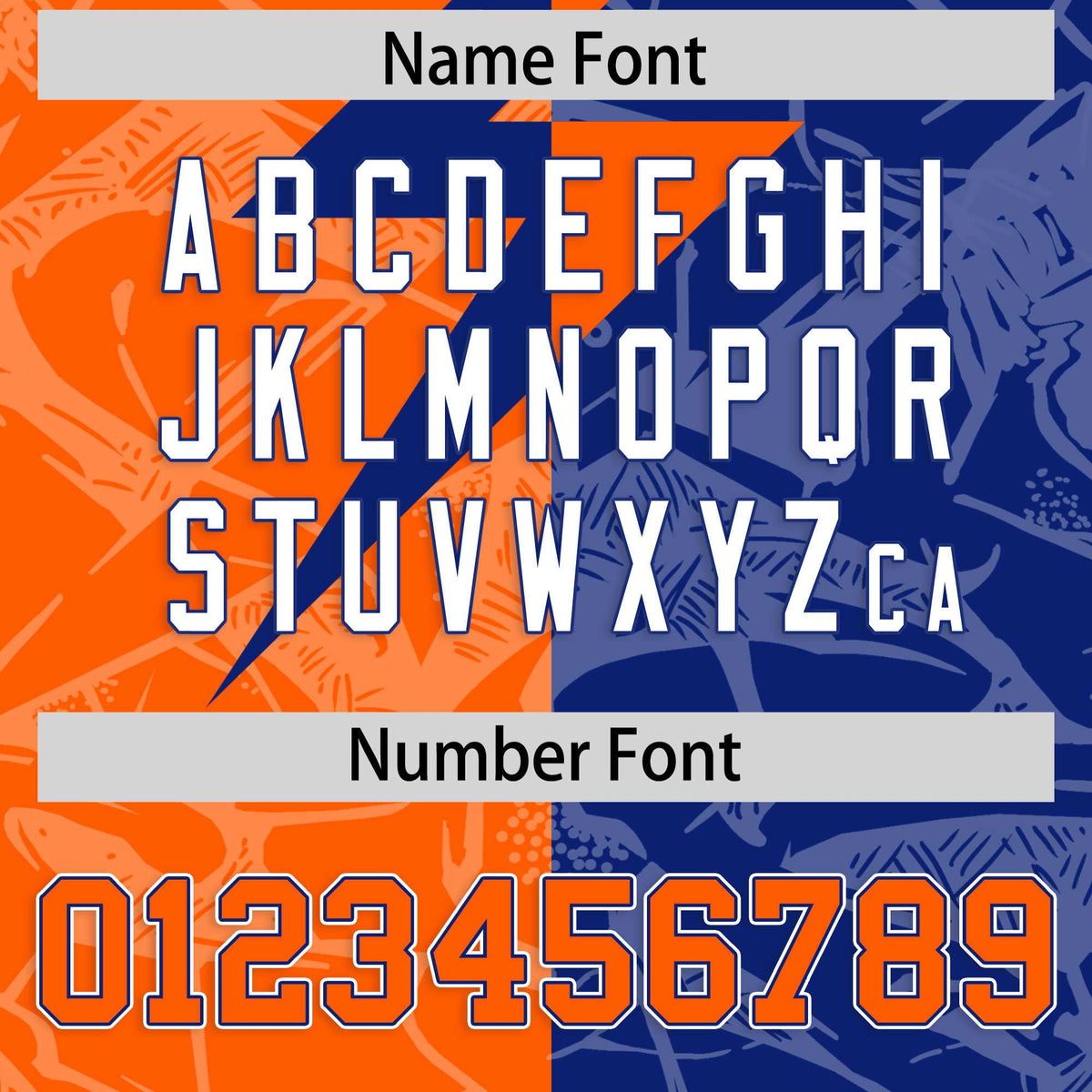 Custom Orange Royal Split Personalized Lightning Pattern Football Jersey