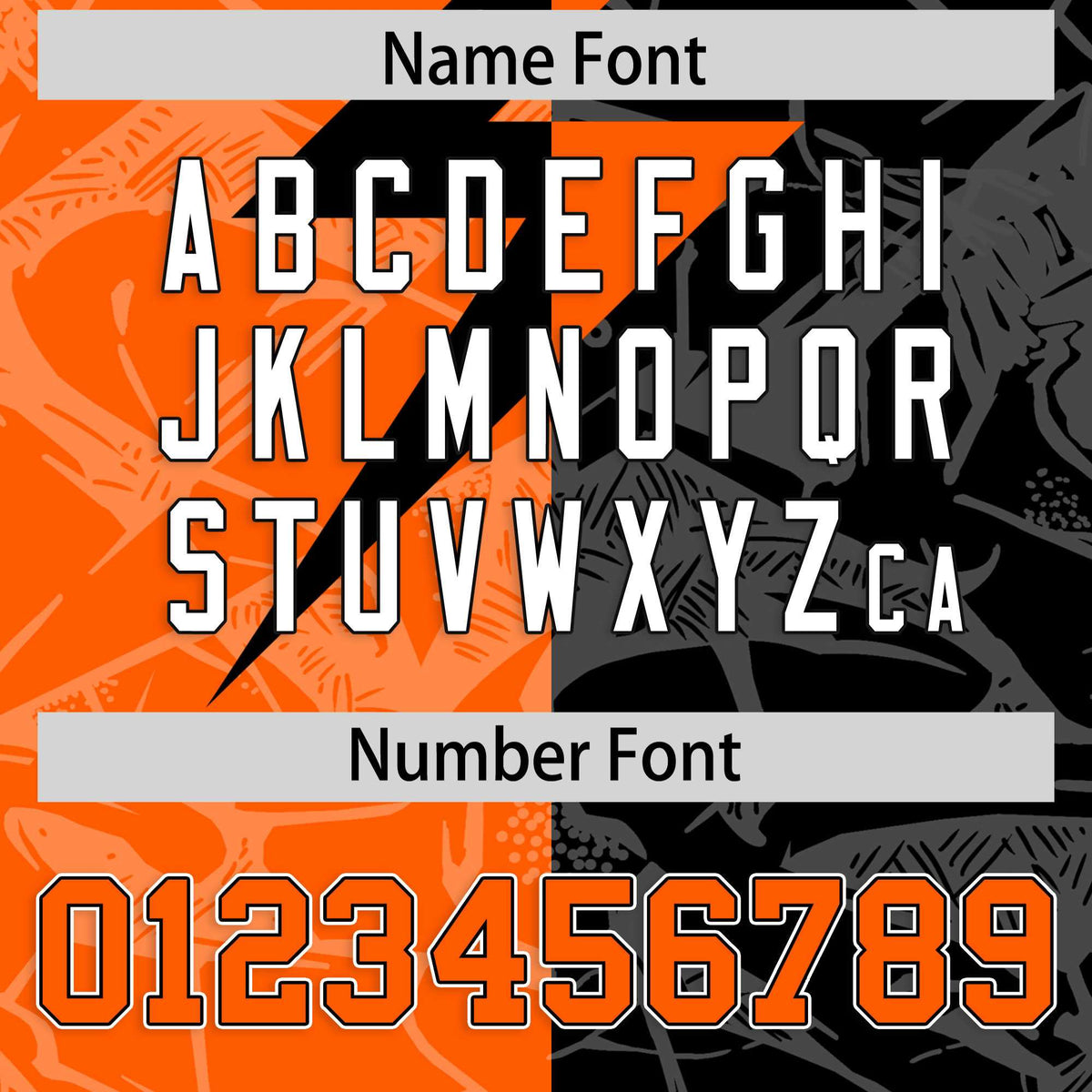 Custom Black Orange Split Personalized Lightning Pattern Football Jersey