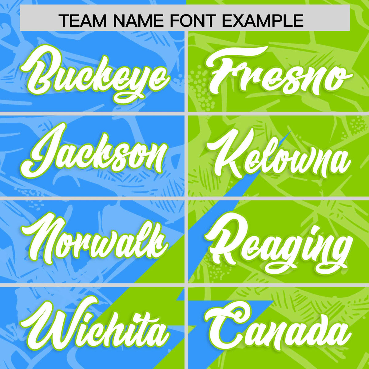 Custom Neon Green Light Blue Split Personalized Lightning Pattern Football Jersey