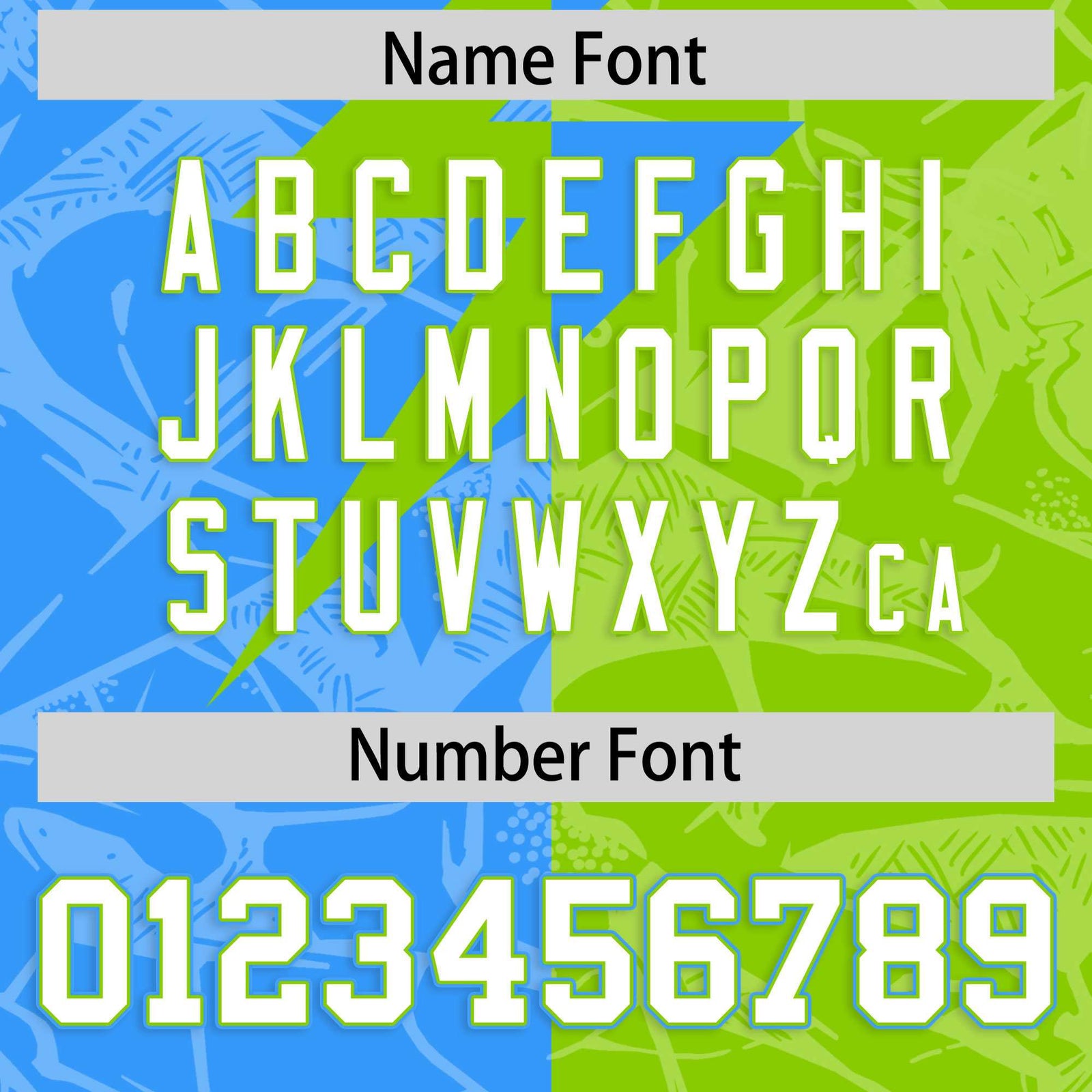 Custom Neon Green Light Blue Split Personalized Lightning Pattern Football Jersey