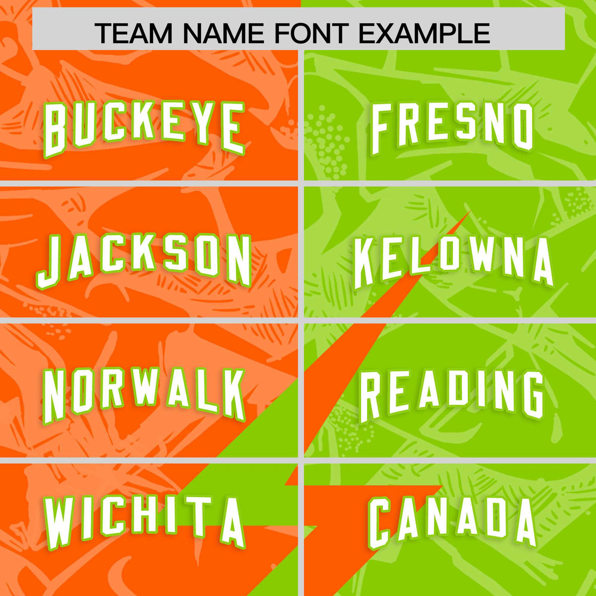 Custom Neon Green Orange Split Personalized Lightning Pattern Football Jersey