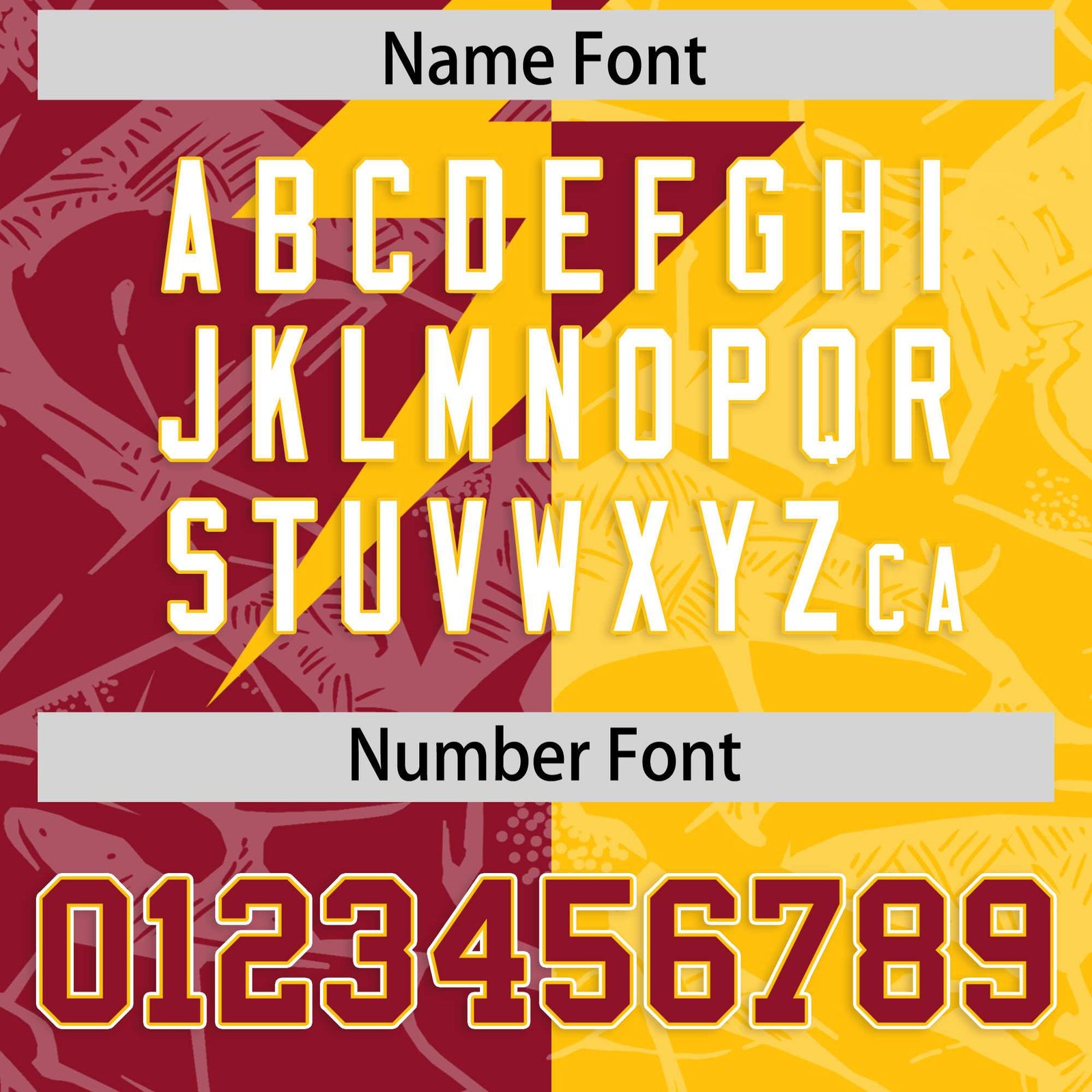 Custom Yellow Cardinal Split Personalized Lightning Pattern Football Jersey