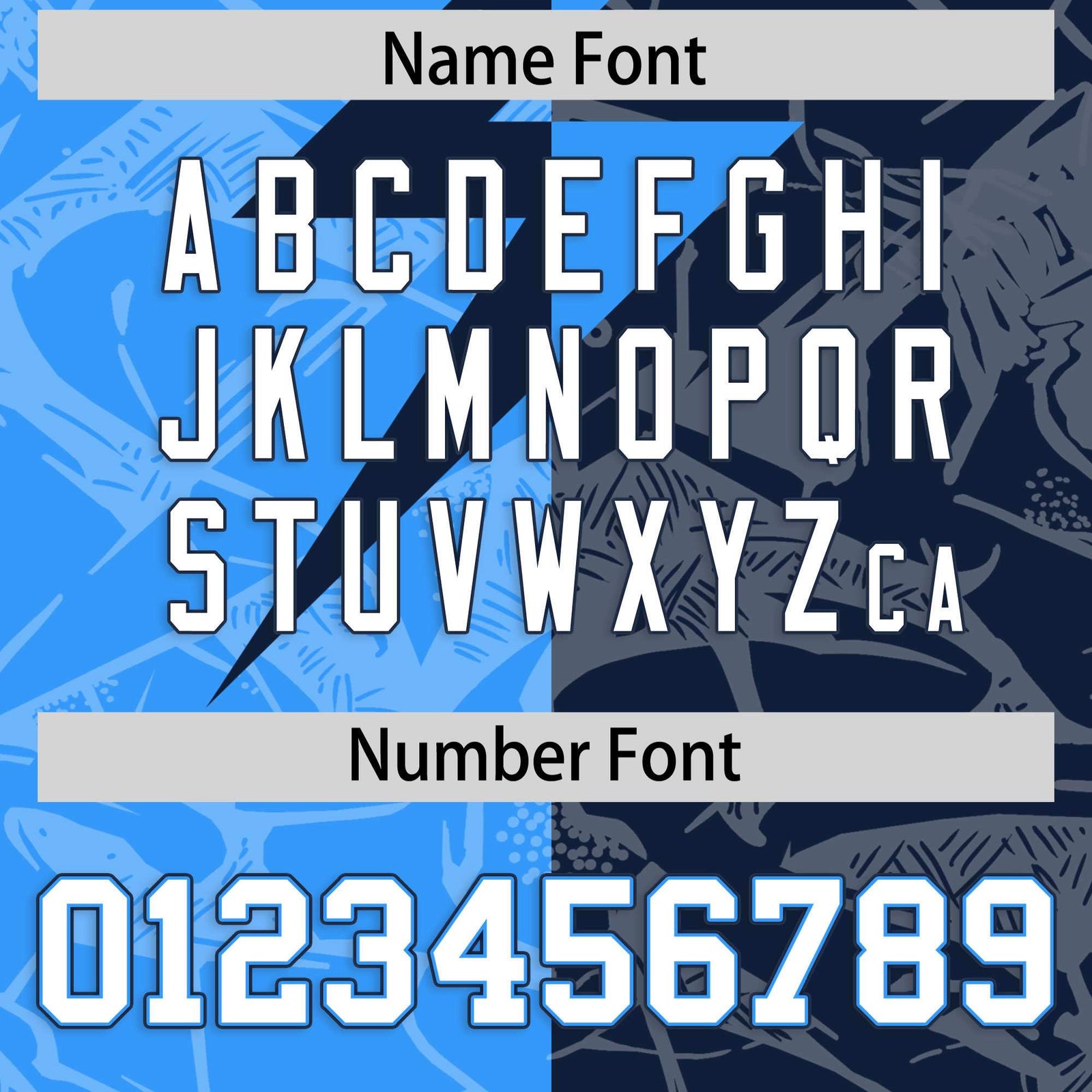 Custom Navy Light Blue Split Personalized Lightning Pattern Football Jersey