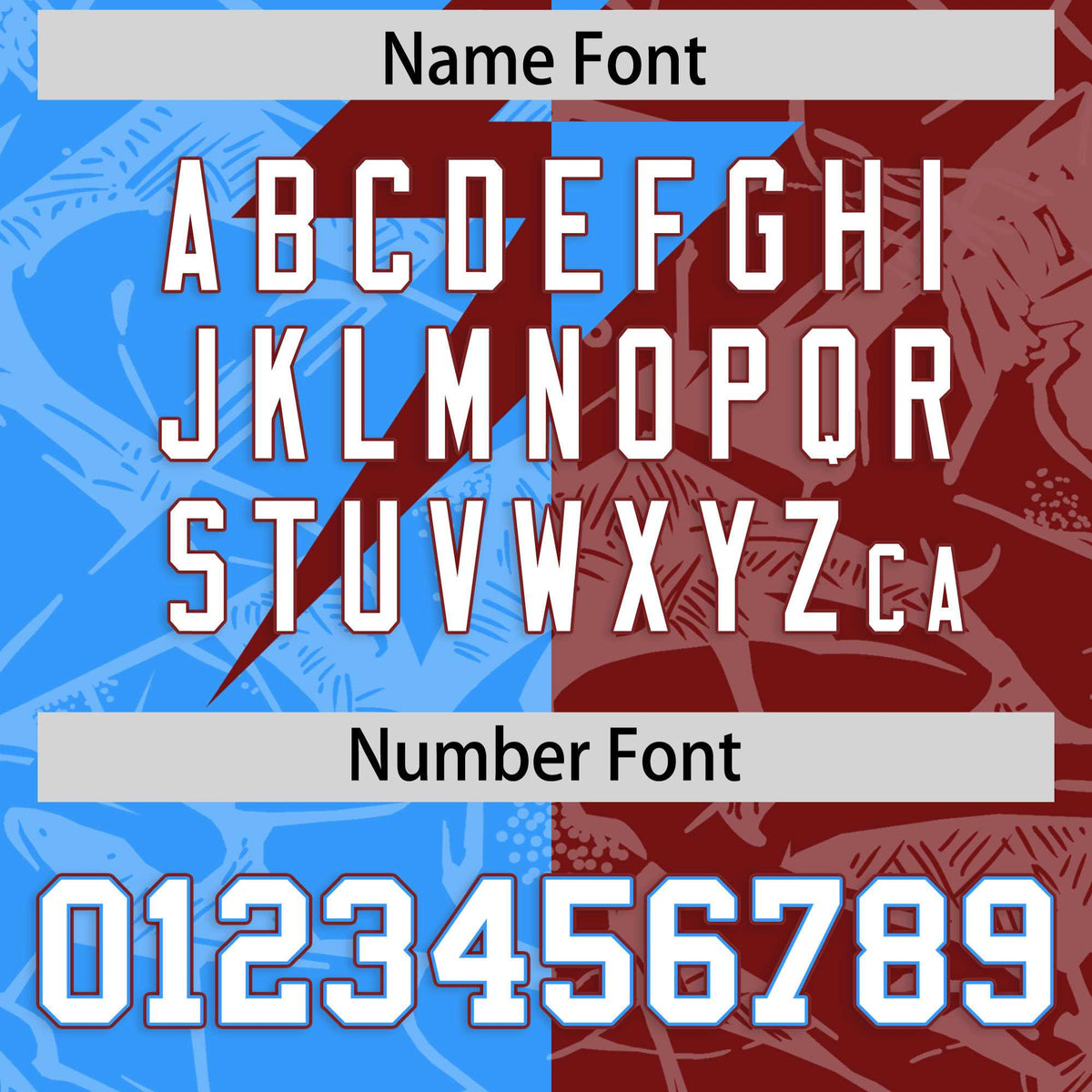 Custom Crimson Light Blue Split Personalized Lightning Pattern Football Jersey