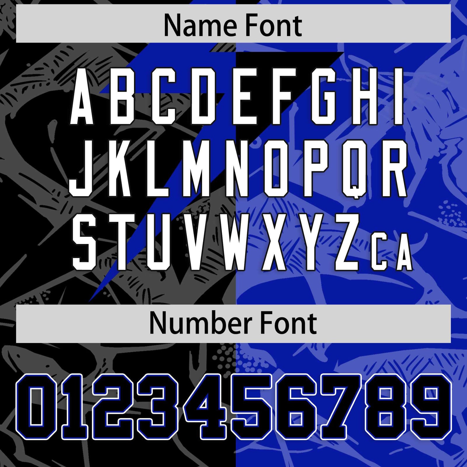 Custom Royal Black Split Personalized Lightning Pattern Football Jersey