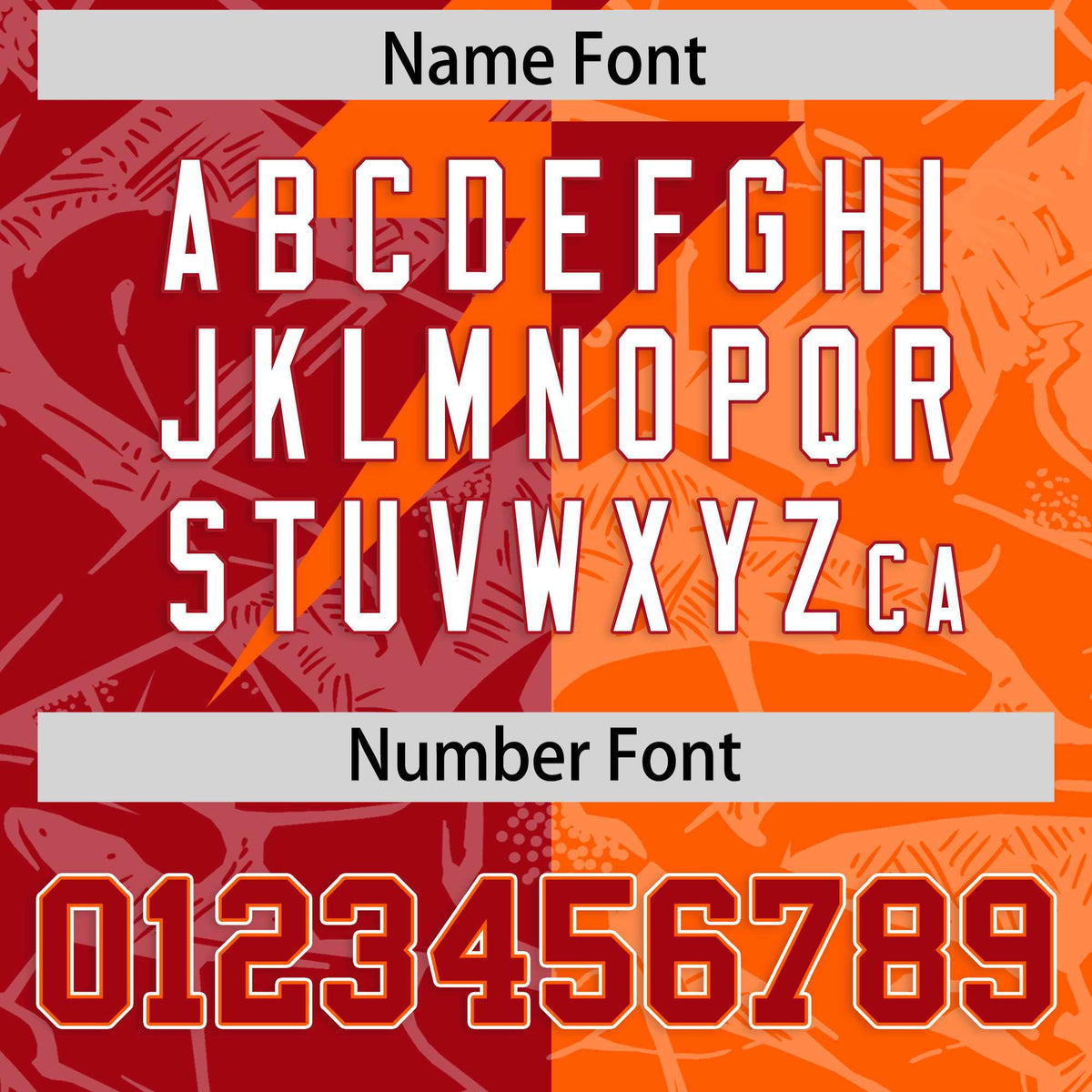 Custom Red Orange Split Personalized Lightning Pattern Football Jersey