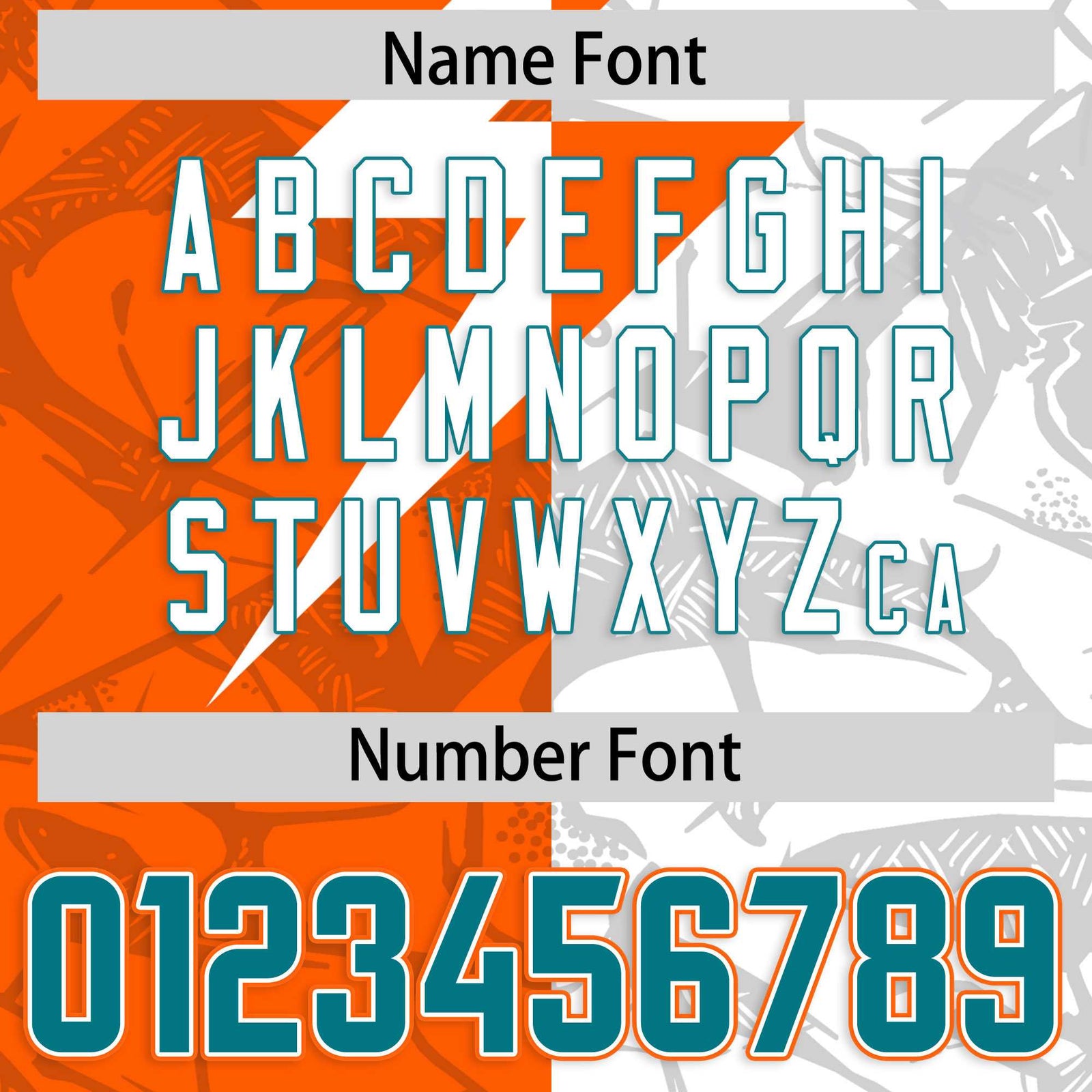 Custom Orange White Split Personalized Lightning Pattern Football Jersey