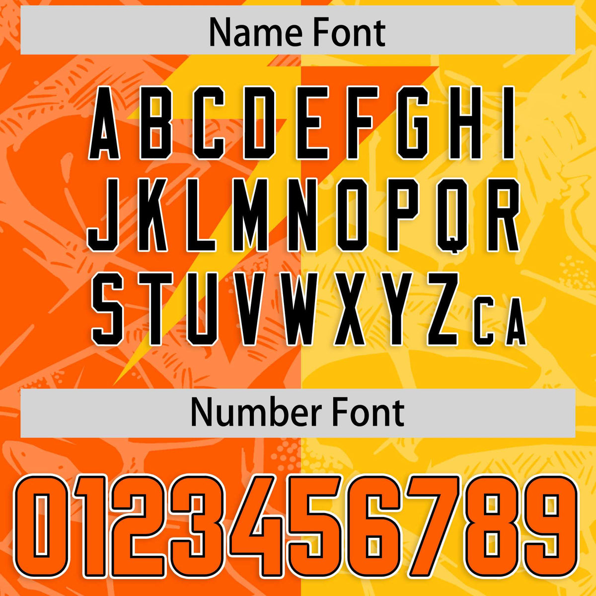 Custom Orange Yellow Split Personalized Lightning Pattern Football Jersey