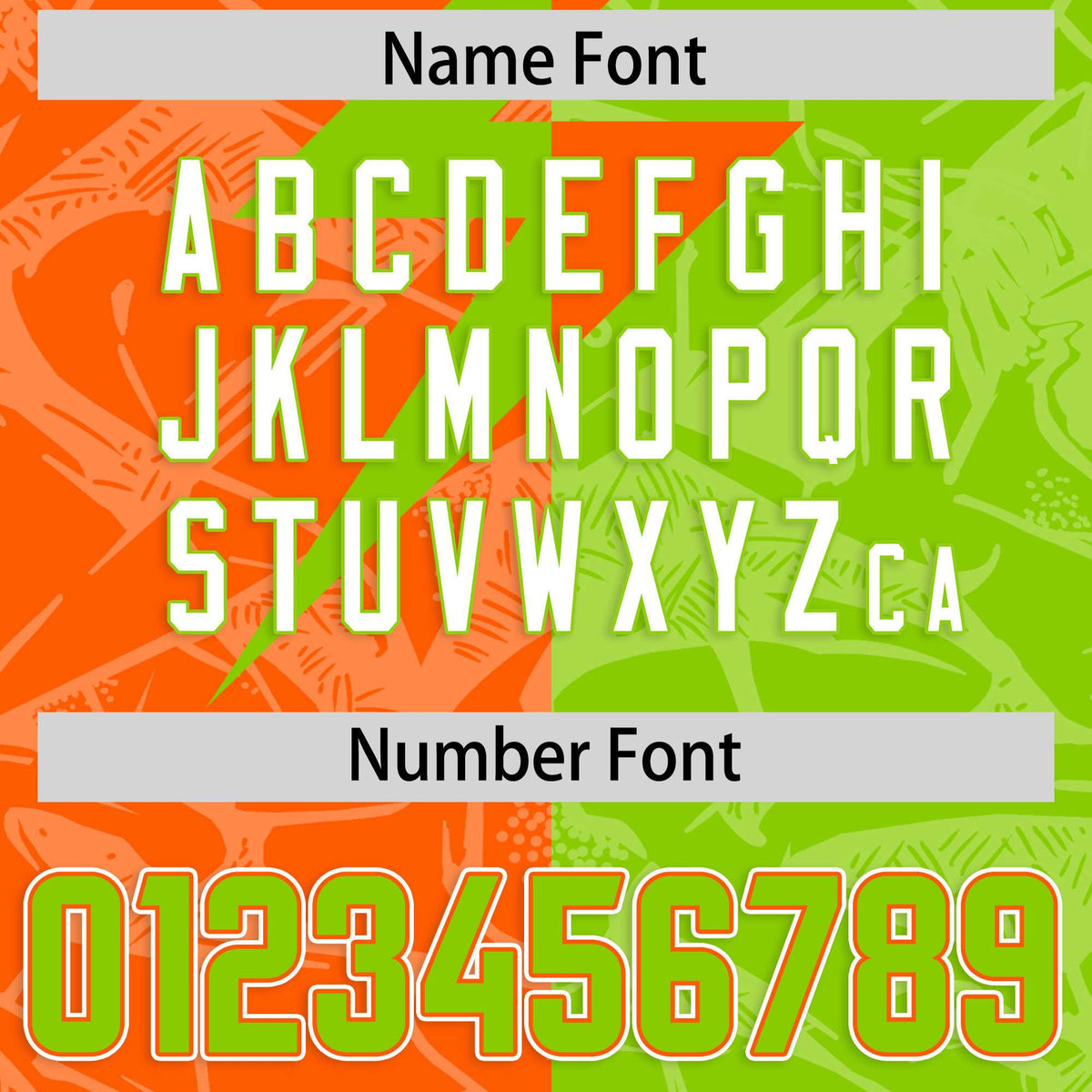 Custom Neon Green Orange Split Personalized Lightning Pattern Football Jersey