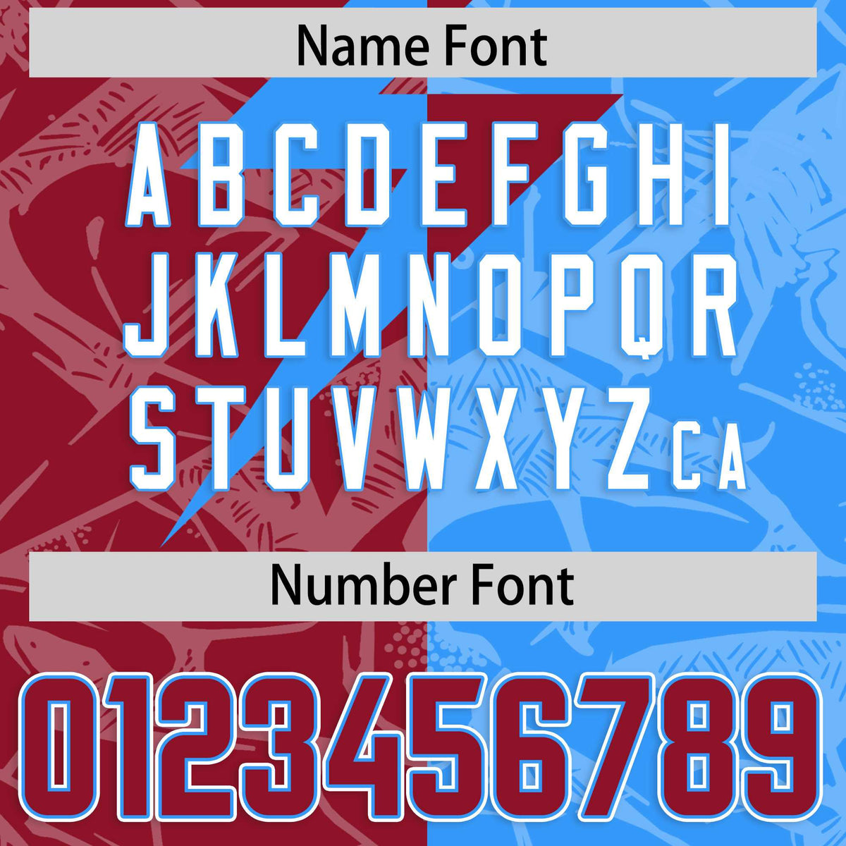 Custom Light Blue Cardinal Split Personalized Lightning Pattern Football Jersey