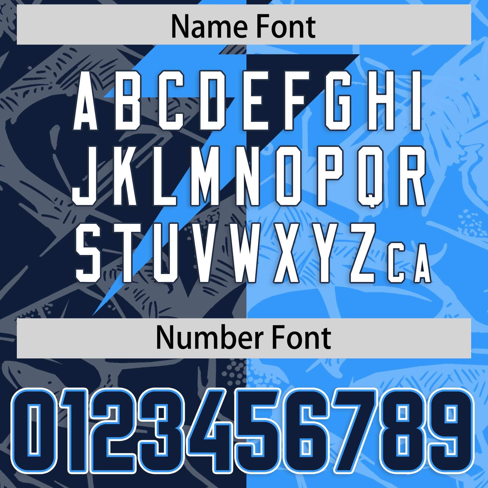 Custom Light Blue Navy Split Personalized Lightning Pattern Football Jersey