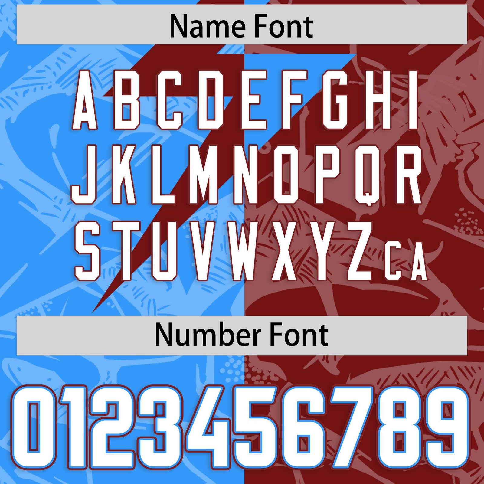 Custom Crimson Light Blue Split Personalized Lightning Pattern Football Jersey