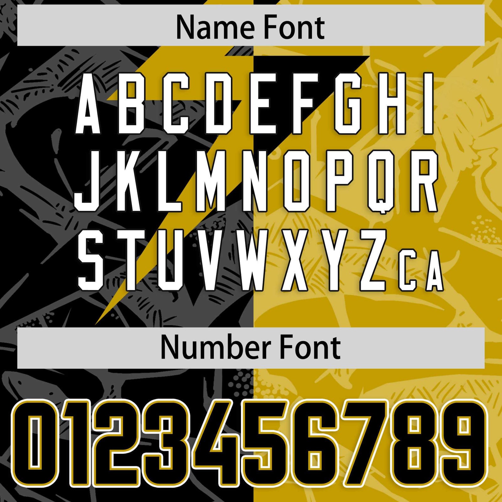 Custom Old Gold Black Split Personalized Lightning Pattern Football Jersey