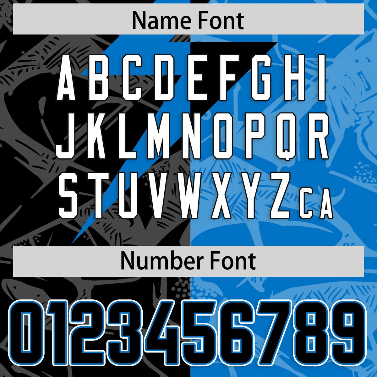 Custom Panther Blue Black Split Personalized Lightning Pattern Football Jersey