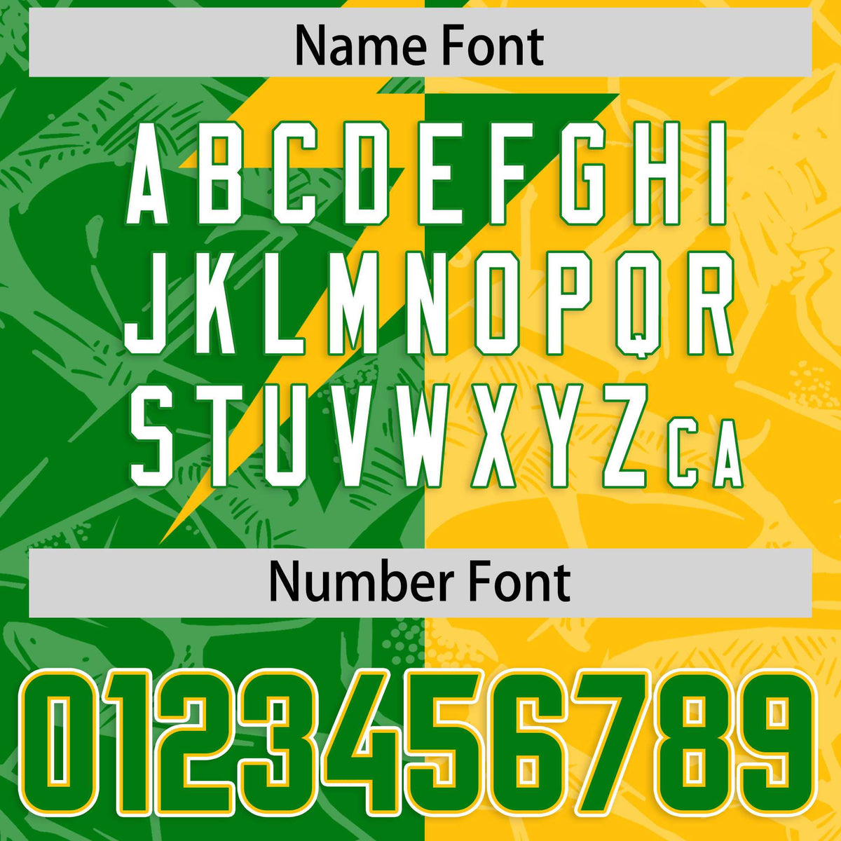 Custom Kelly Green Yellow Split Personalized Lightning Pattern Football Jersey