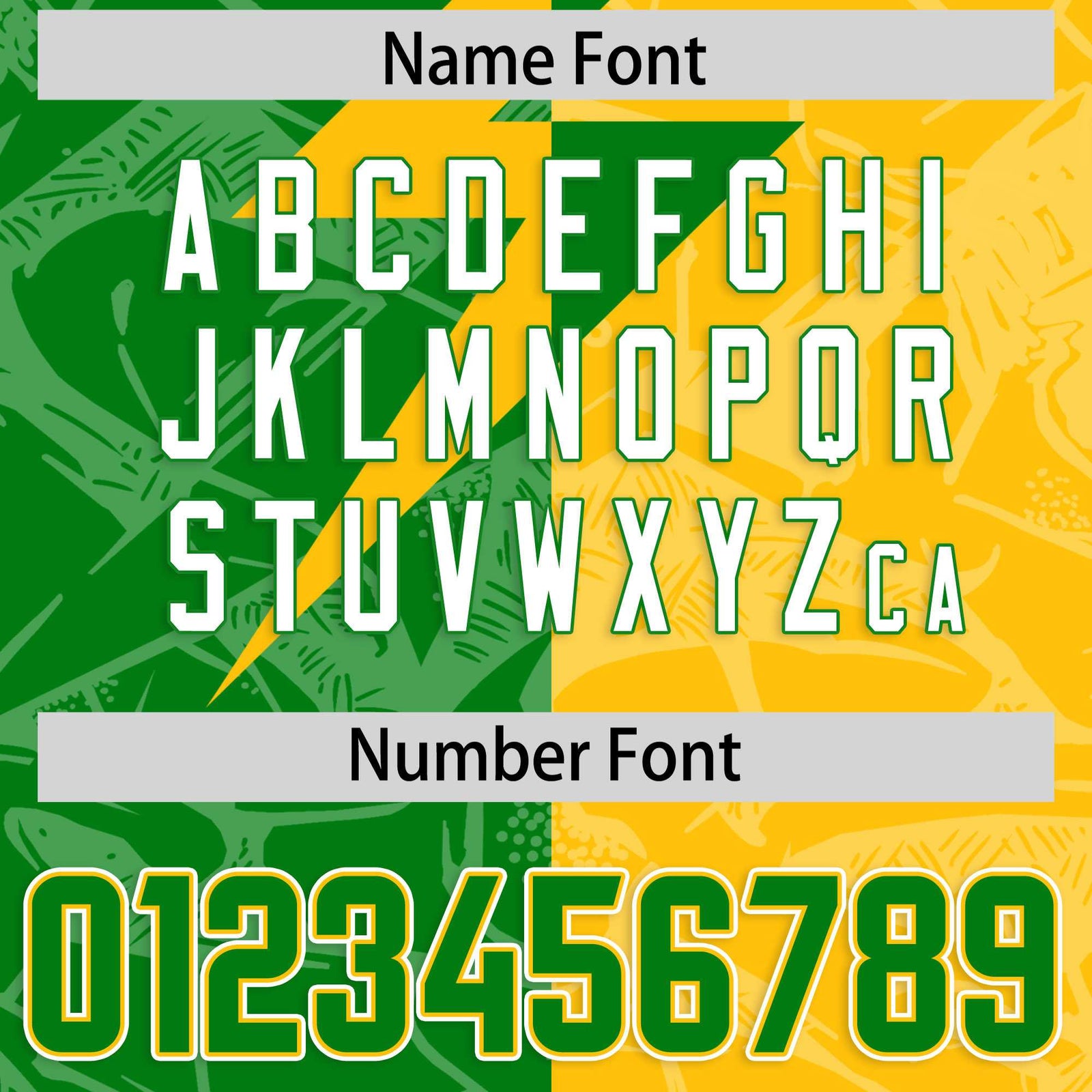 Custom Kelly Green Yellow Split Personalized Lightning Pattern Football Jersey