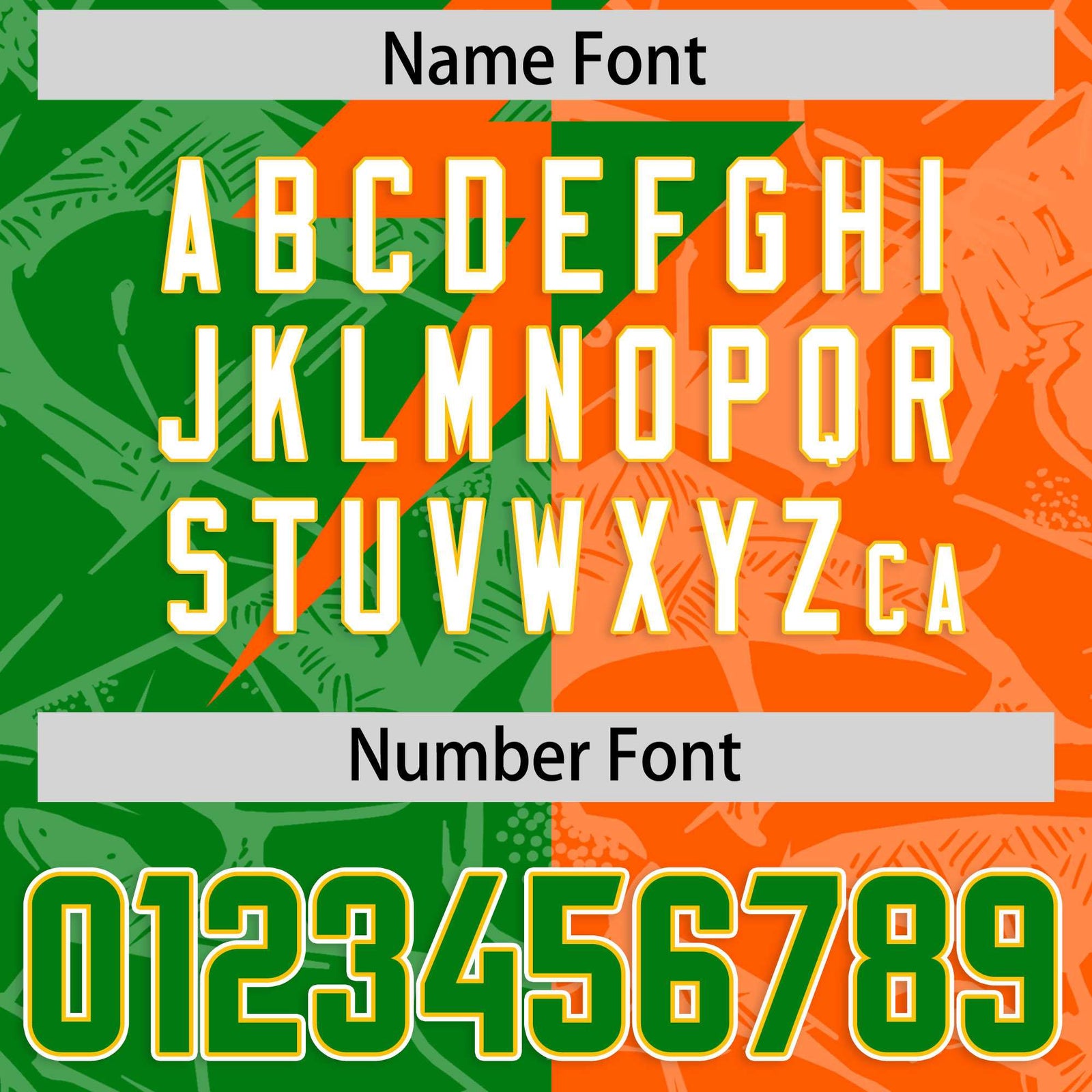 Custom Orange Kelly Green Split Personalized Lightning Pattern Football Jersey