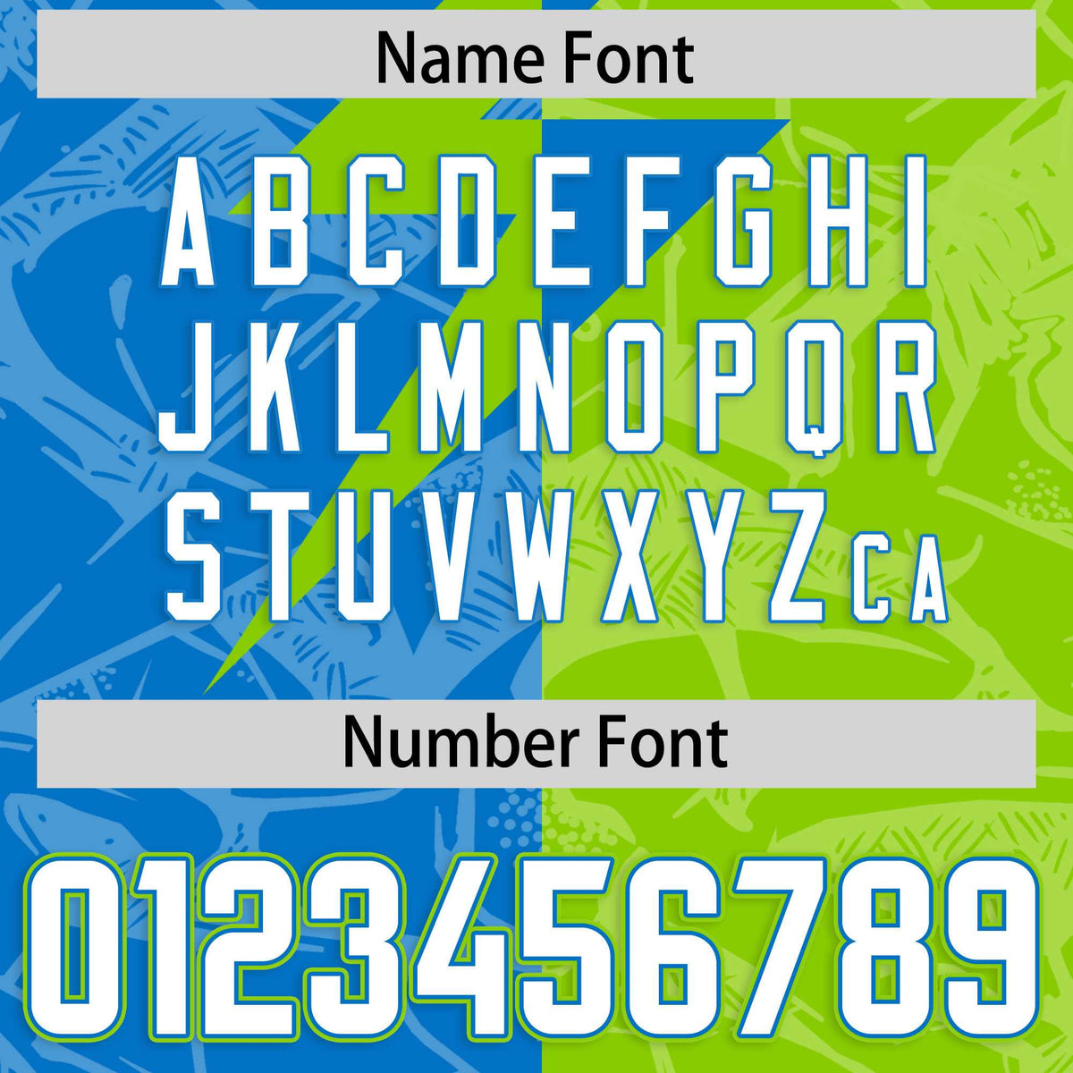 Custom Neon Green Panther Blue Split Personalized Lightning Pattern Football Jersey