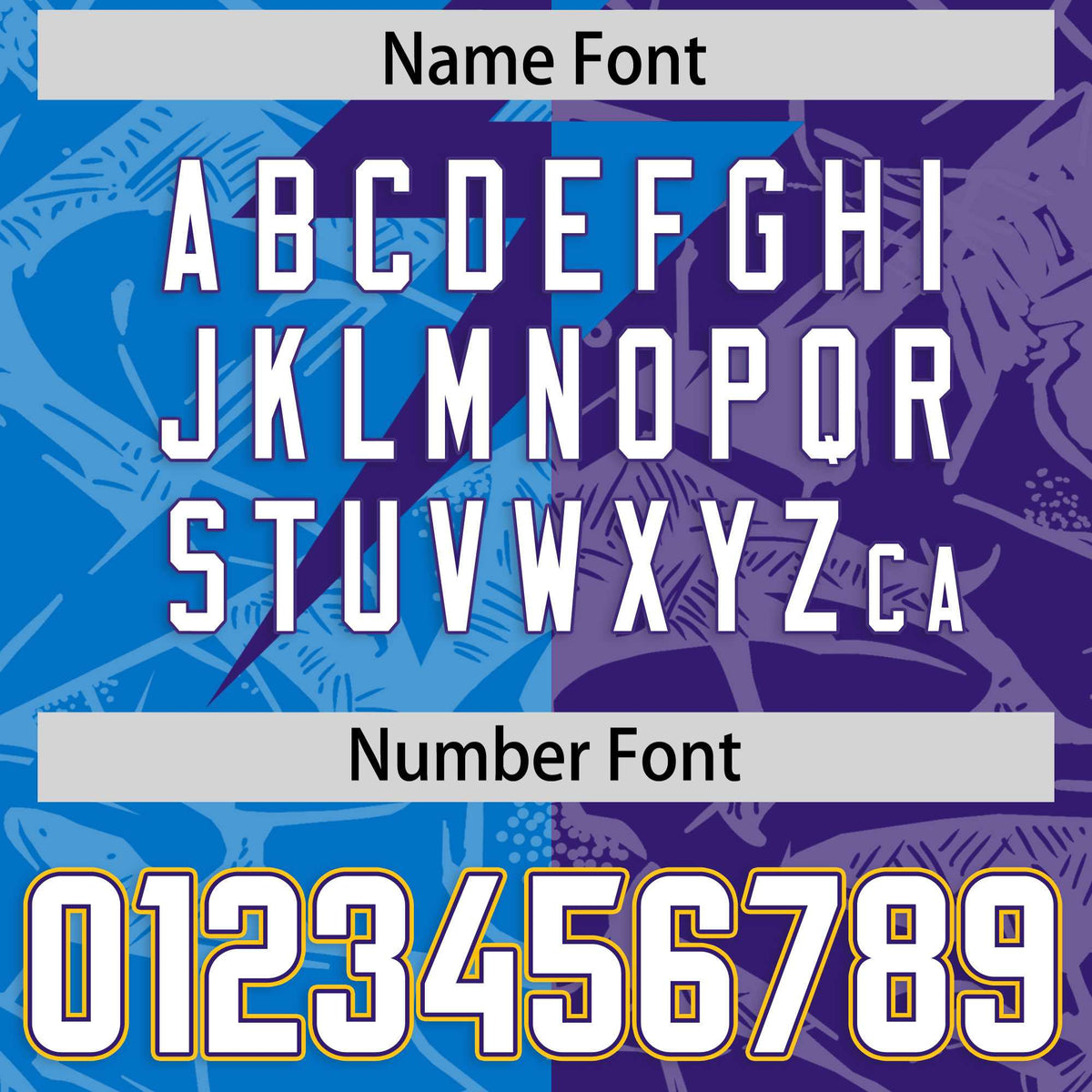 Custom Panther Blue Purple Split Personalized Lightning Pattern Football Jersey