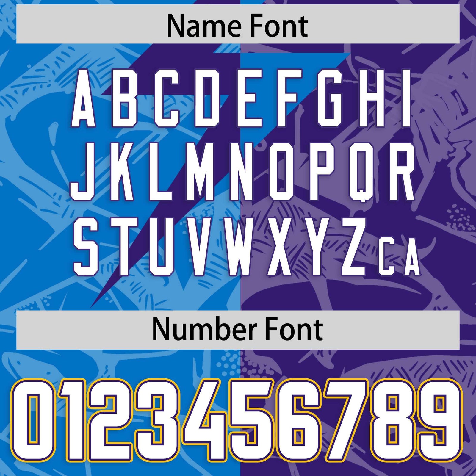 Custom Panther Blue Purple Split Personalized Lightning Pattern Football Jersey