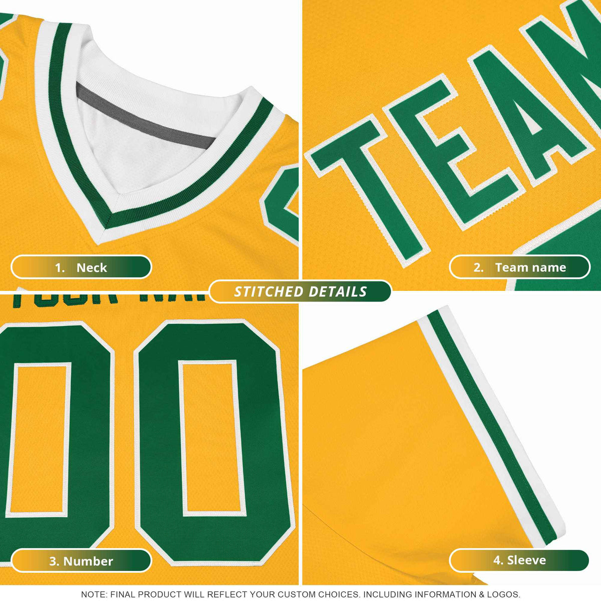 Custom Orange Yellow Split Personalized Lightning Pattern Football Jersey