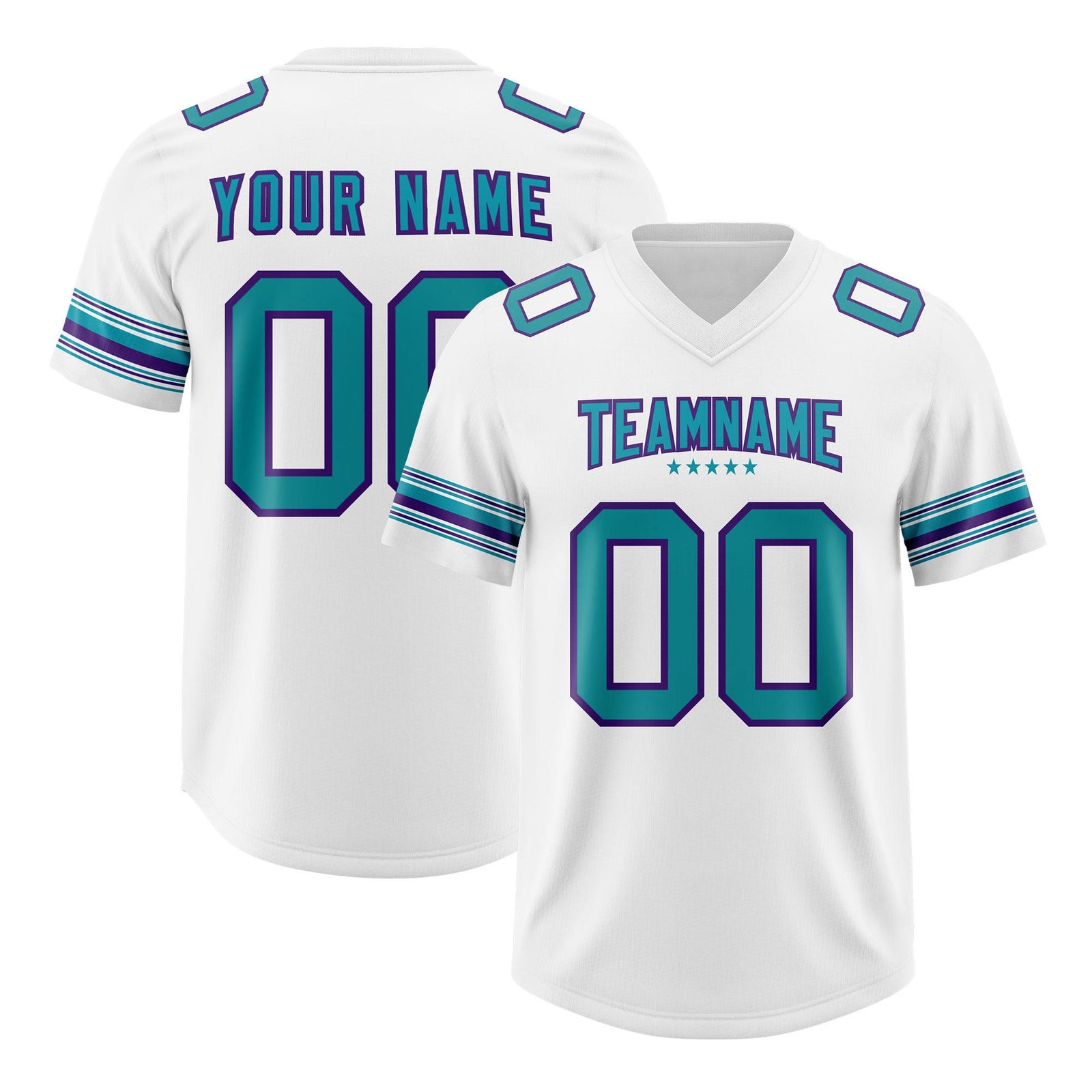 Custom White Aqua Retro Personalized Sleeve Line Authentic Football Jersey