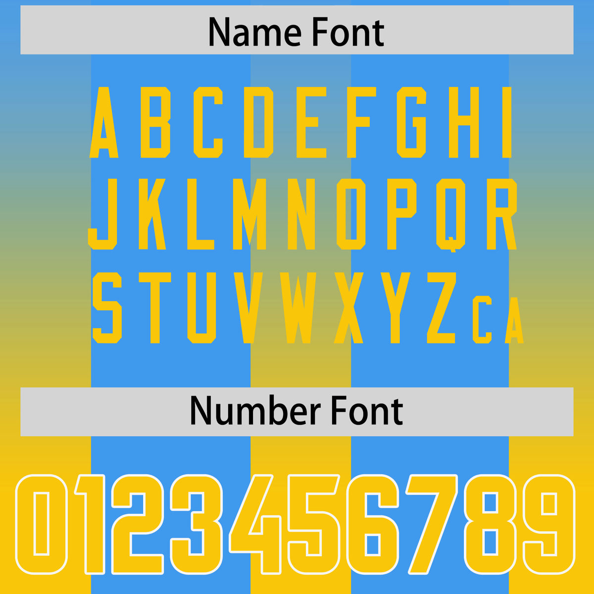 Custom Light Blue Yellow Vertical Width Stripe Gradient Fashion Personalized Team Football Jersey