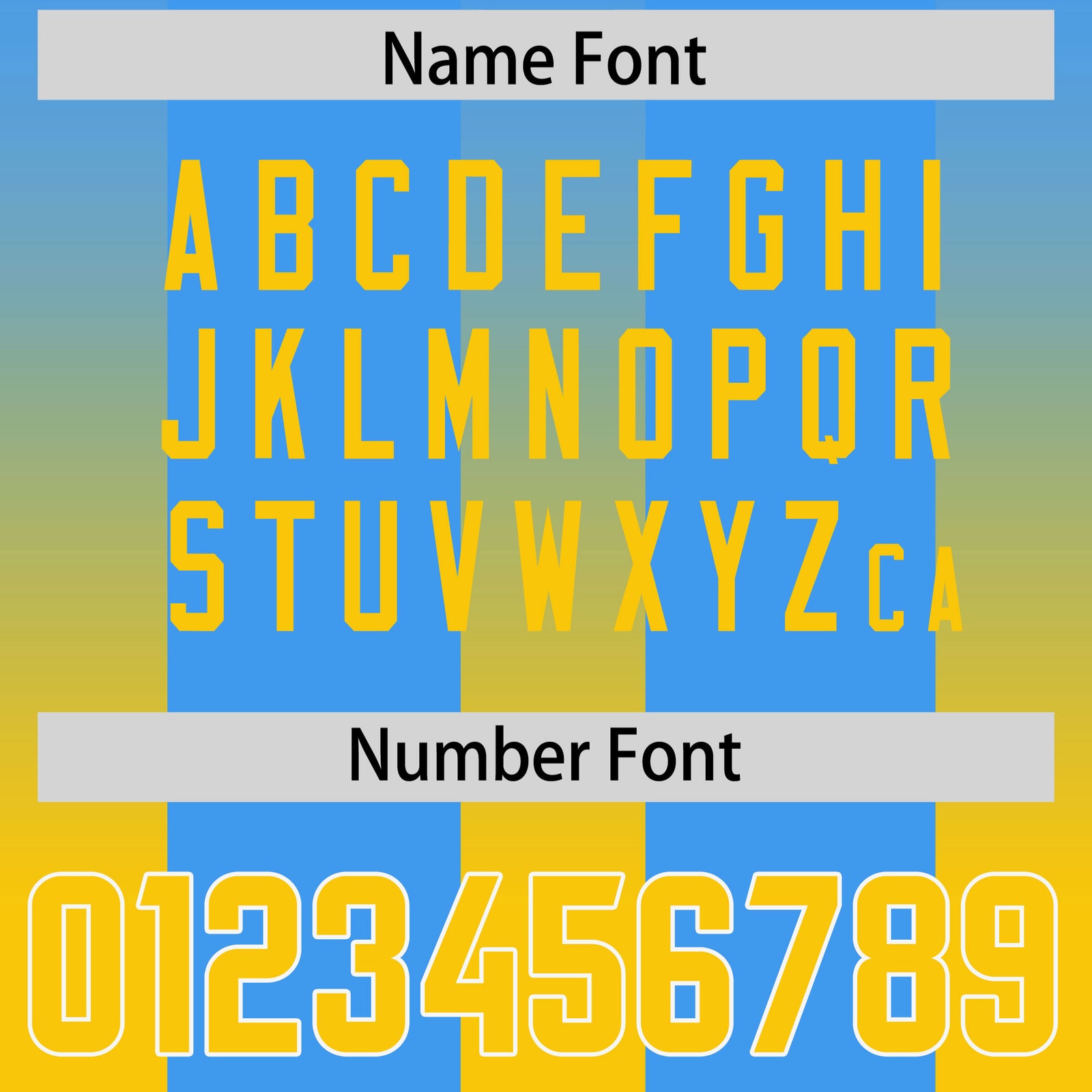 Custom Light Blue Yellow Vertical Width Stripe Gradient Fashion Personalized Team Football Jersey