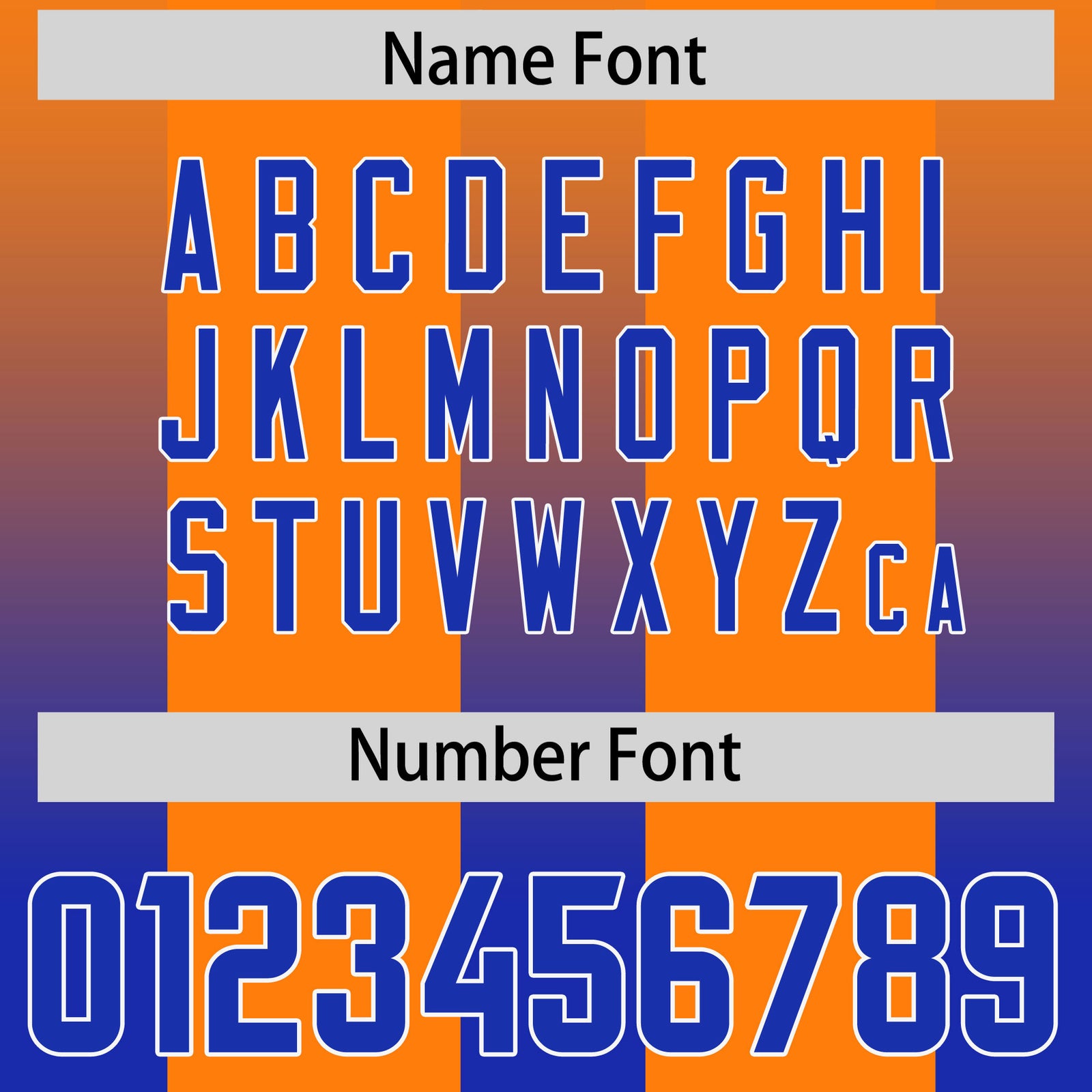 Custom Orange Royal Vertical Width Stripe Gradient Fashion Personalized Team Football Jersey