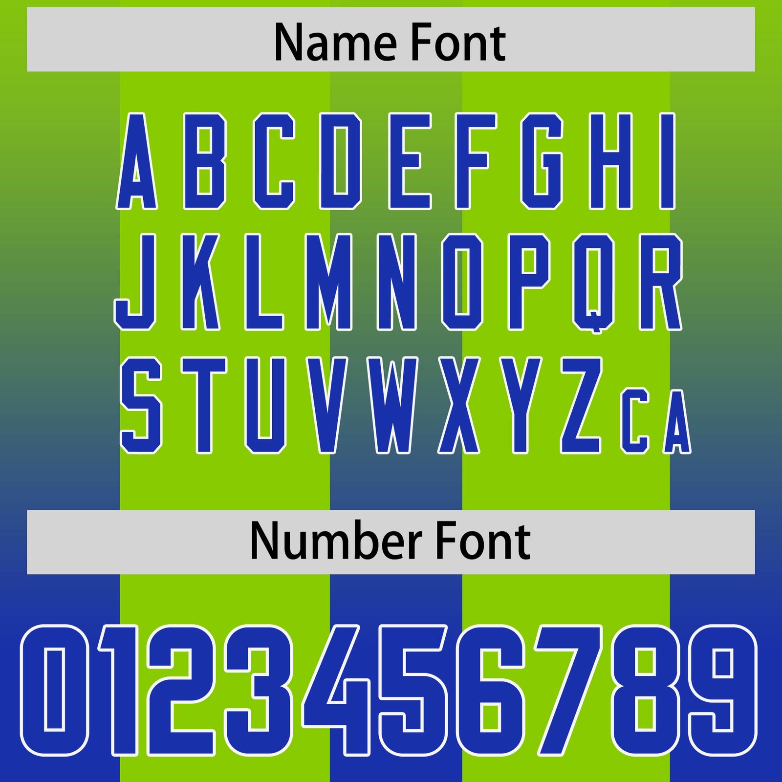 Custom Neon Green Royal Vertical Width Stripe Gradient Fashion Personalized Team Football Jersey