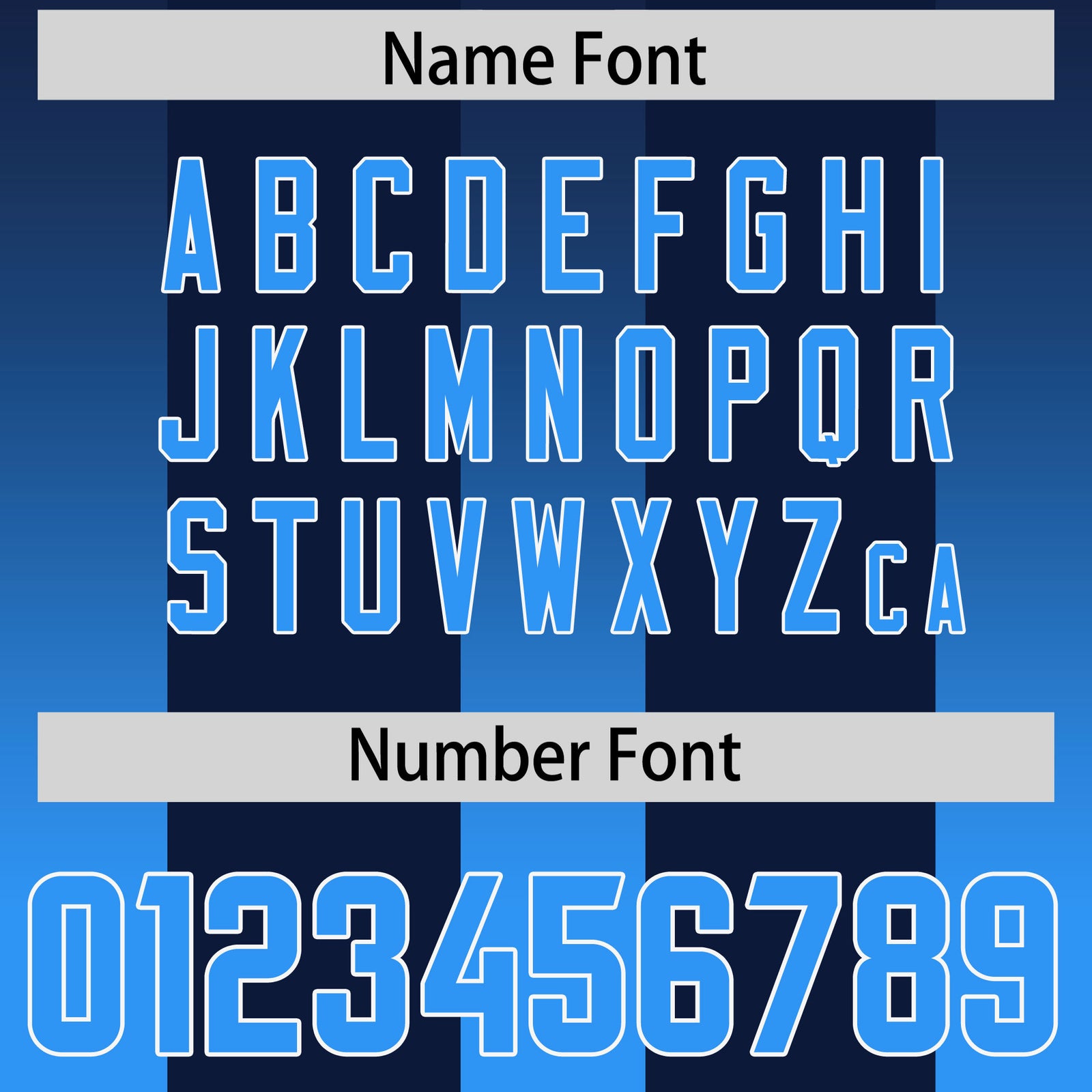 Custom Navy Light Blue Vertical Width Stripe Gradient Fashion Personalized Team Football Jersey